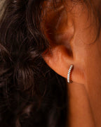 Silver Mini Crystal Huggie Hoop Earrings