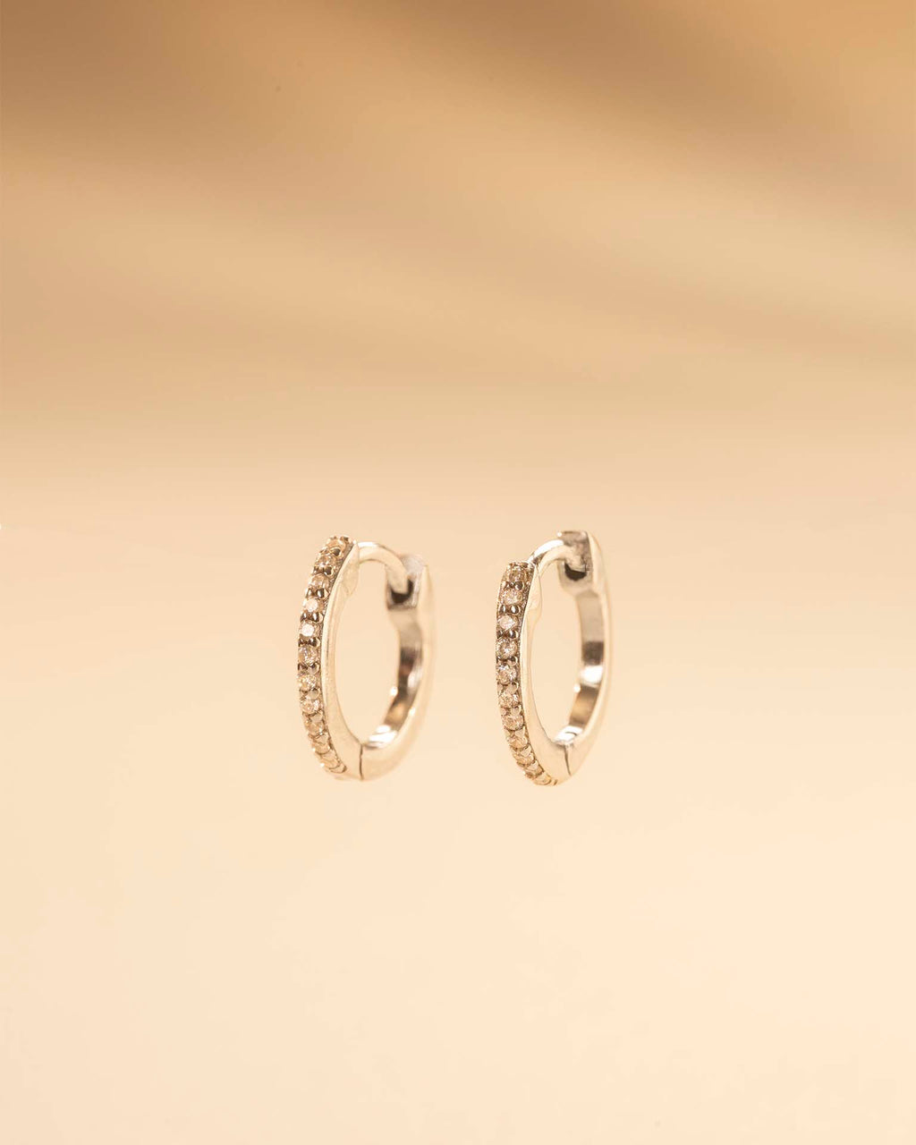 Silver Mini Crystal Huggie Hoop Earrings