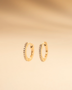 Gold Mini Crystal Huggie Hoop Earrings
