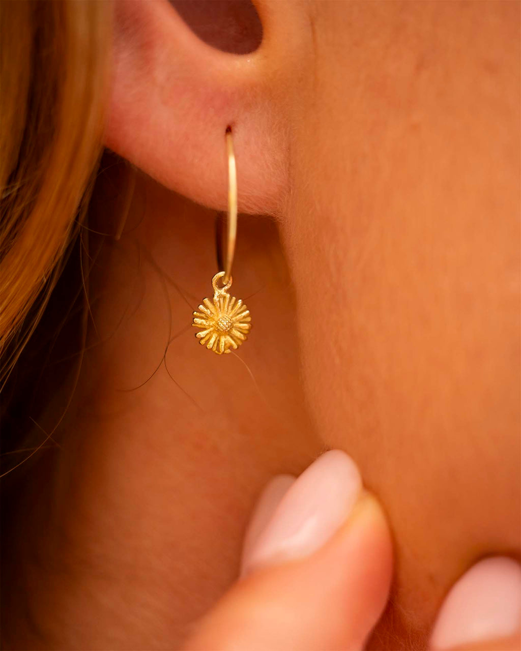 Gold Personalised Birth Flower Hoop Earrings