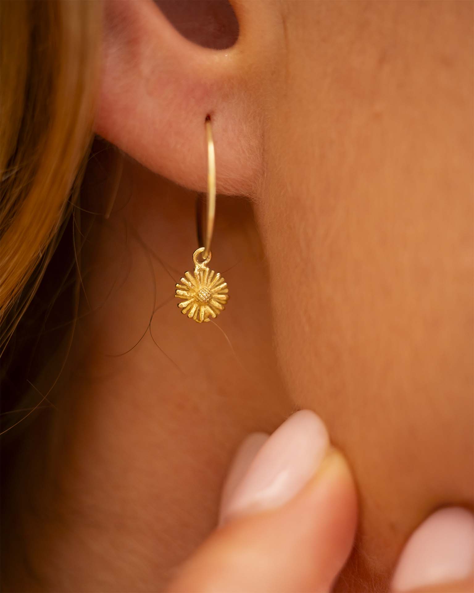 Gold Personalised Birth Flower Hoop Earrings