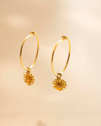 Gold Personalised Birth Flower Hoop Earrings