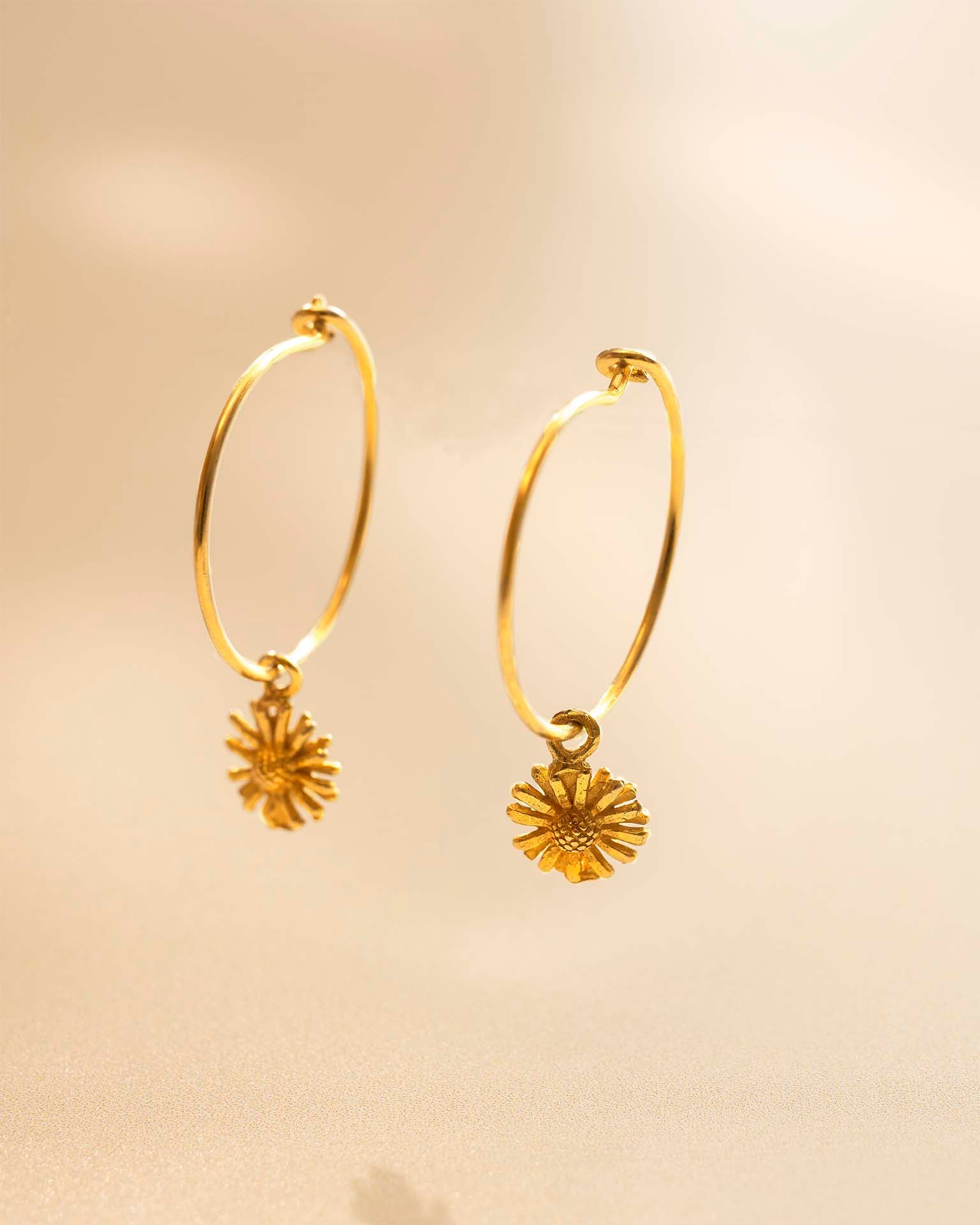 Gold Personalised Birth Flower Hoop Earrings