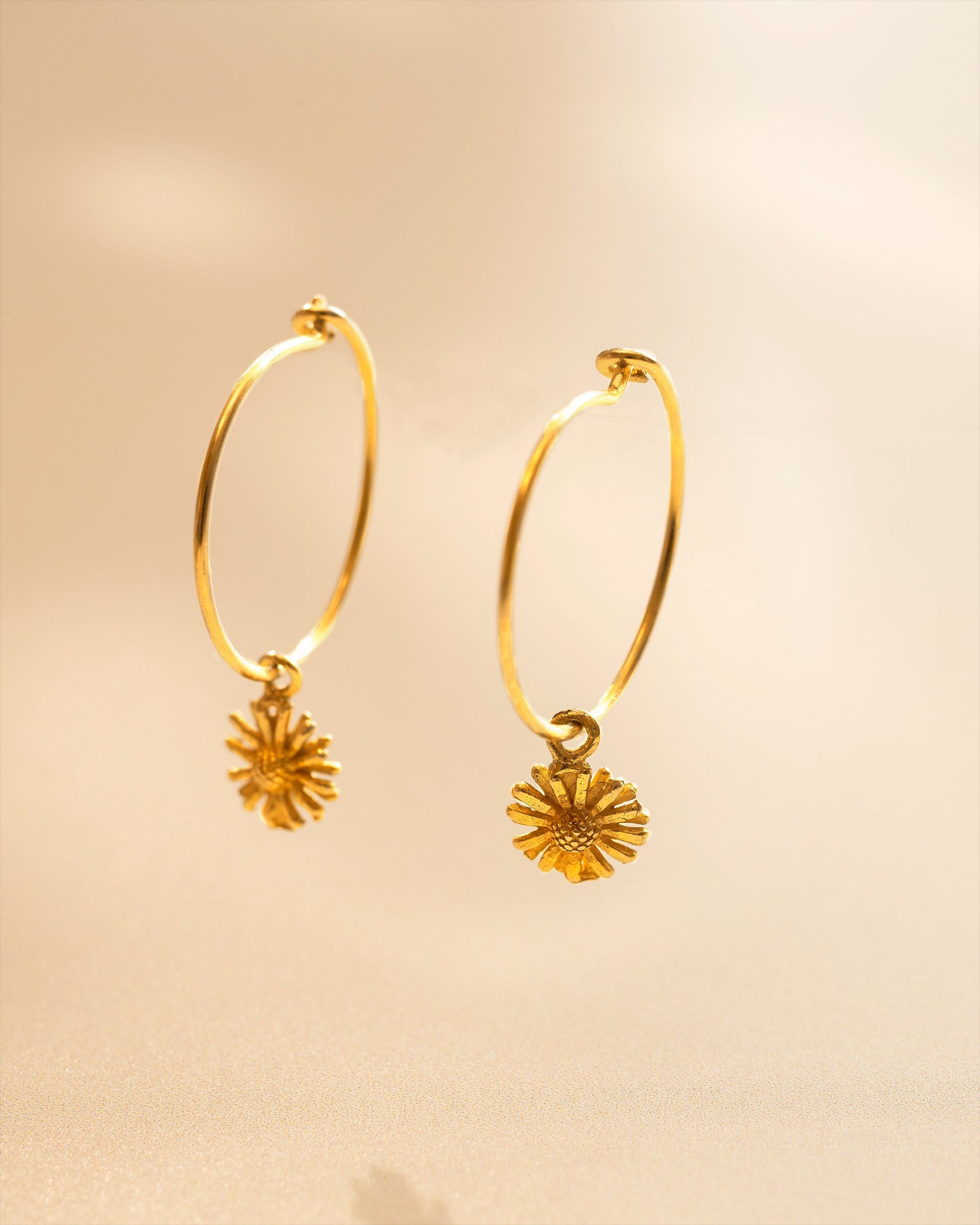Gold Personalised Birth Flower Hoop Earrings