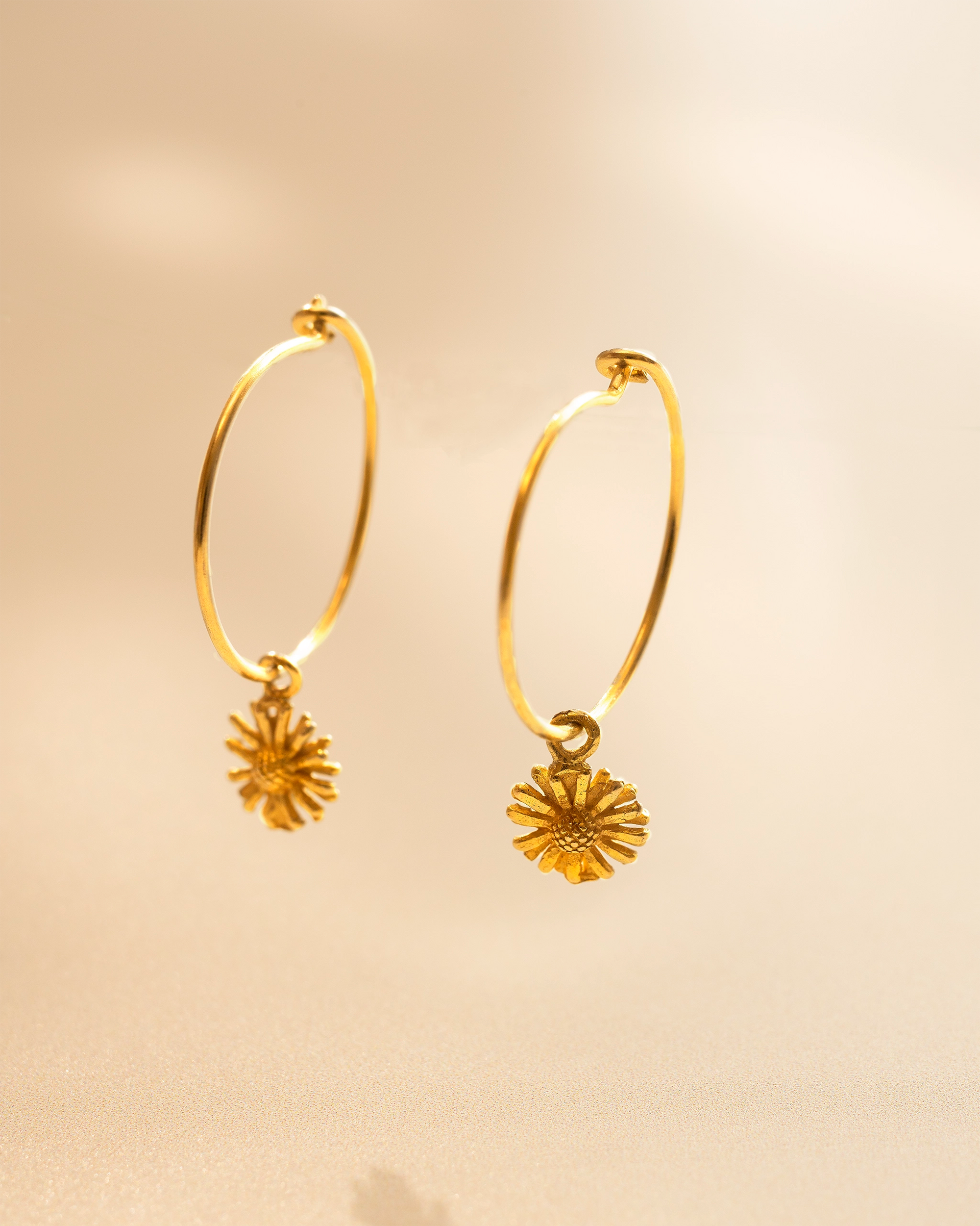 Gold Personalised Birth Flower Hoop Earrings