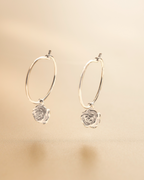 Silver Personalised Birth Flower Hoop Earrings