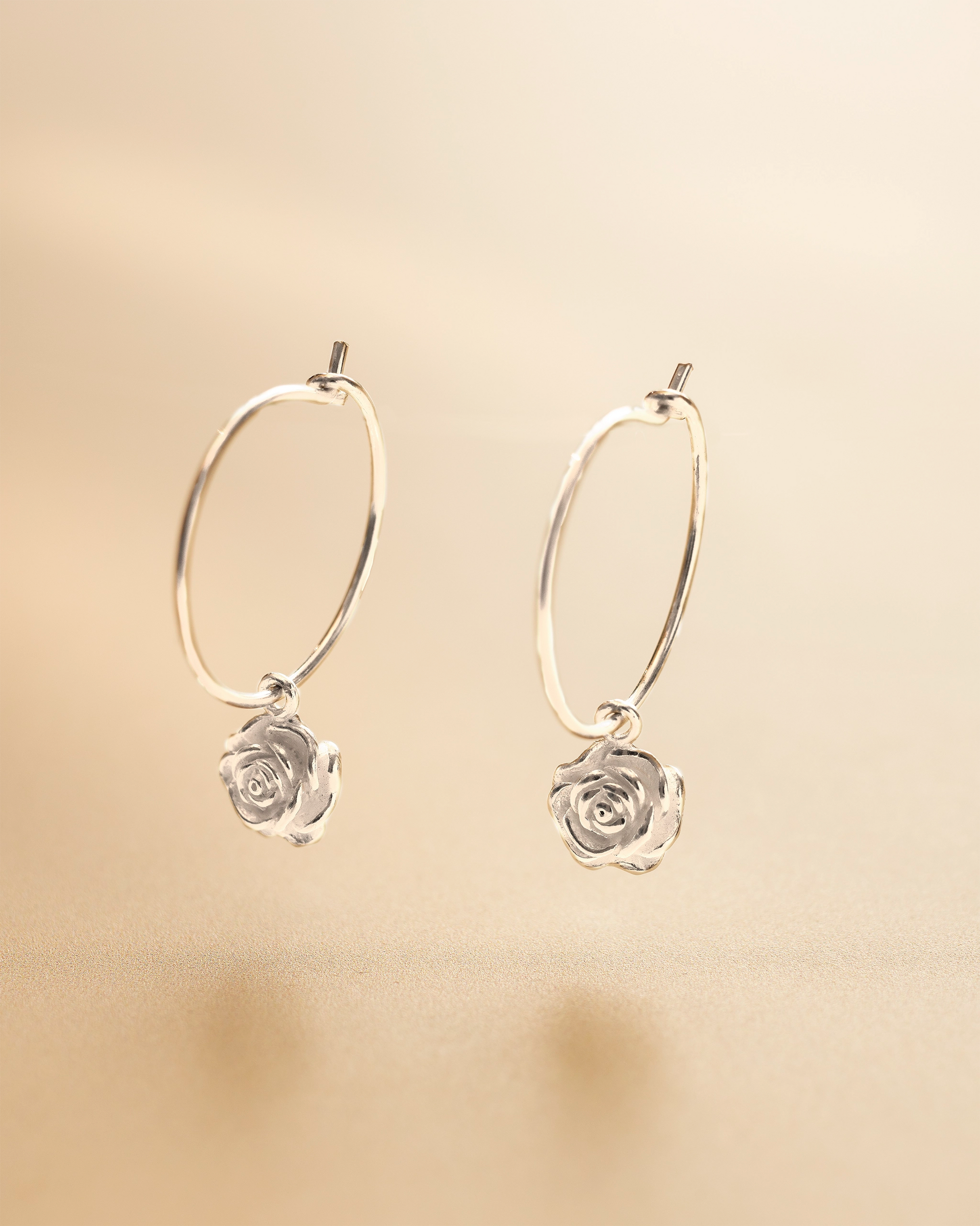 Silver Personalised Birth Flower Hoop Earrings