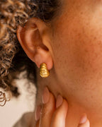 Gold Ripple Statement Hoop Earrings