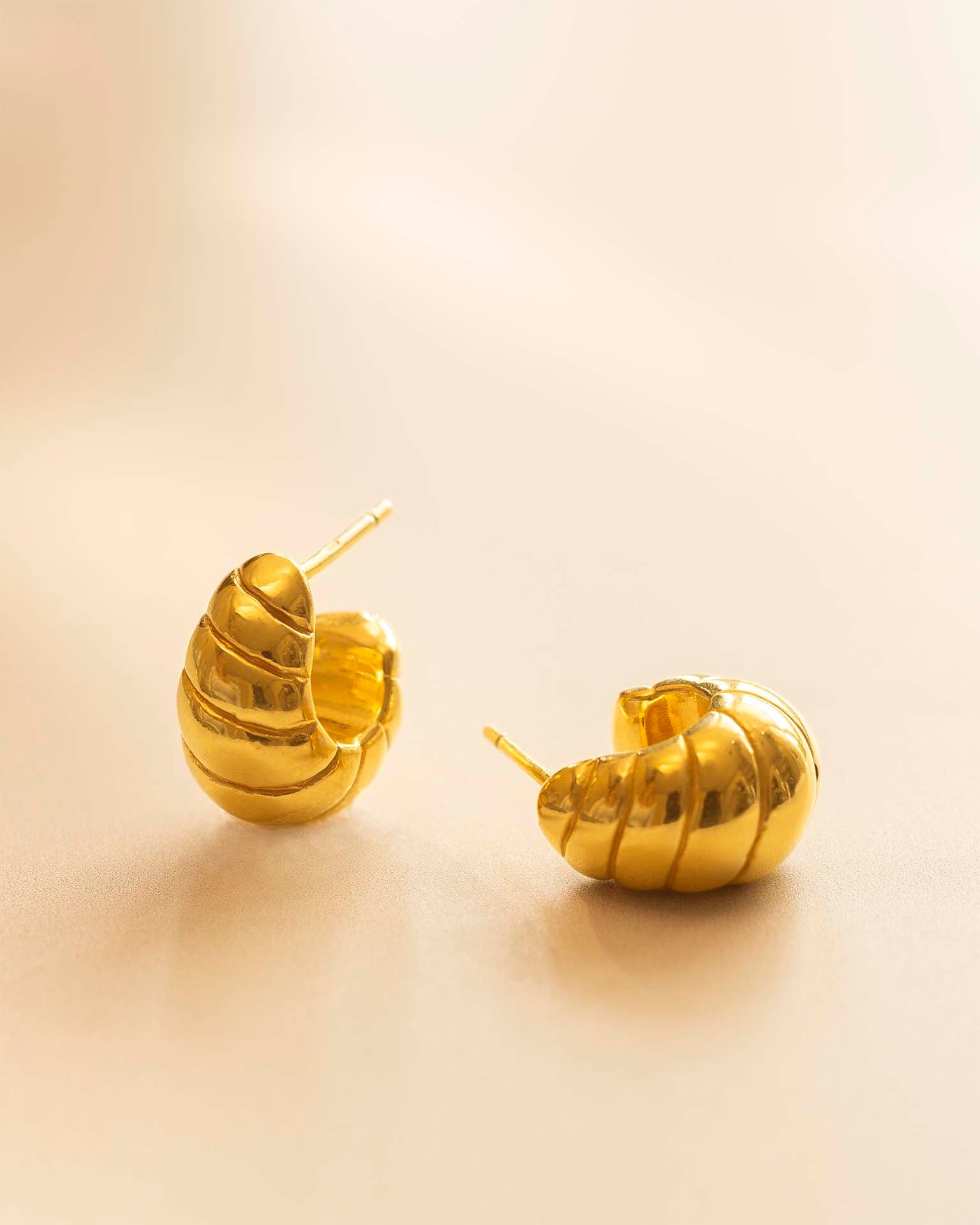 Gold Ripple Statement Hoop Earrings