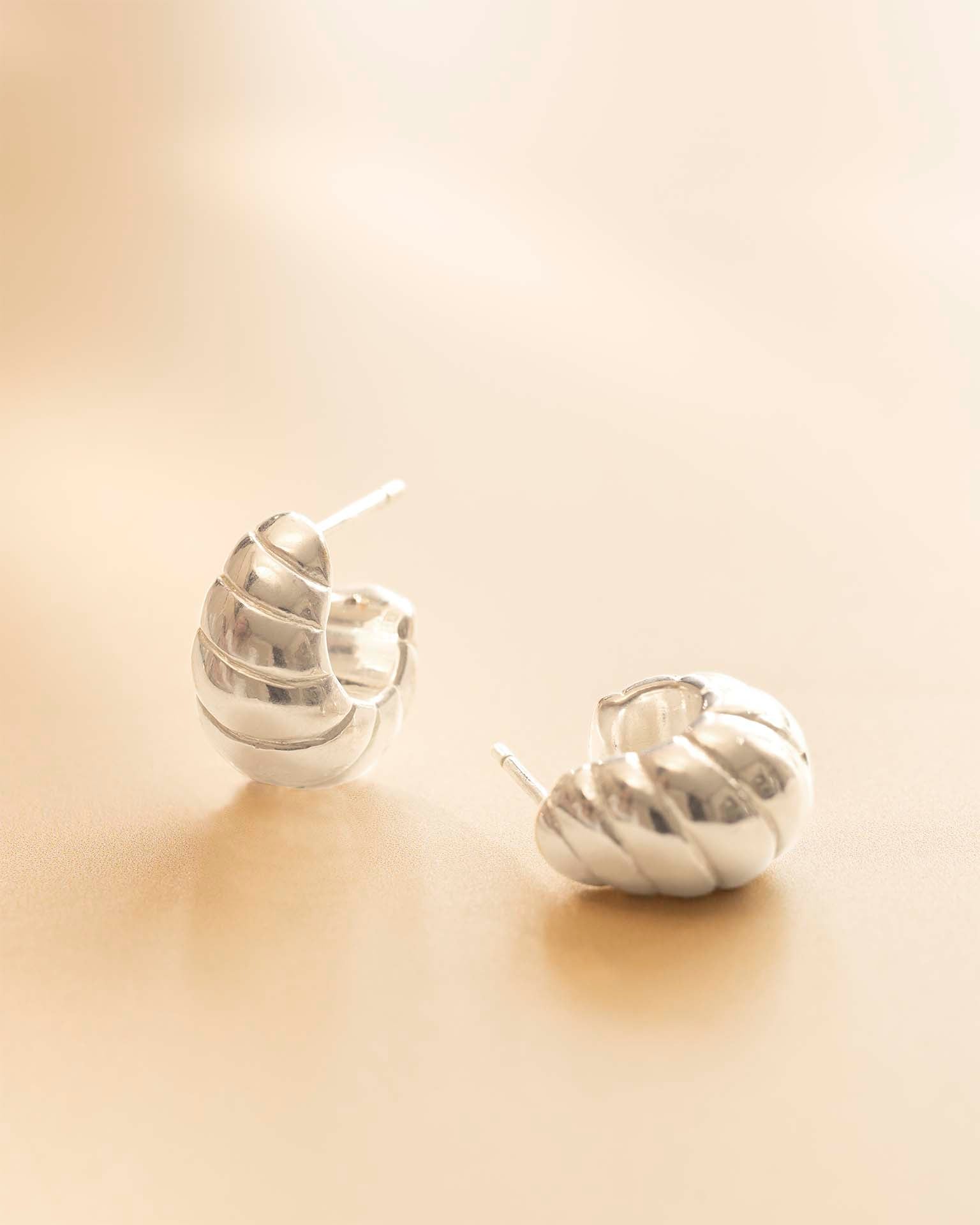 Silver Ripple Statement Hoop Earrings