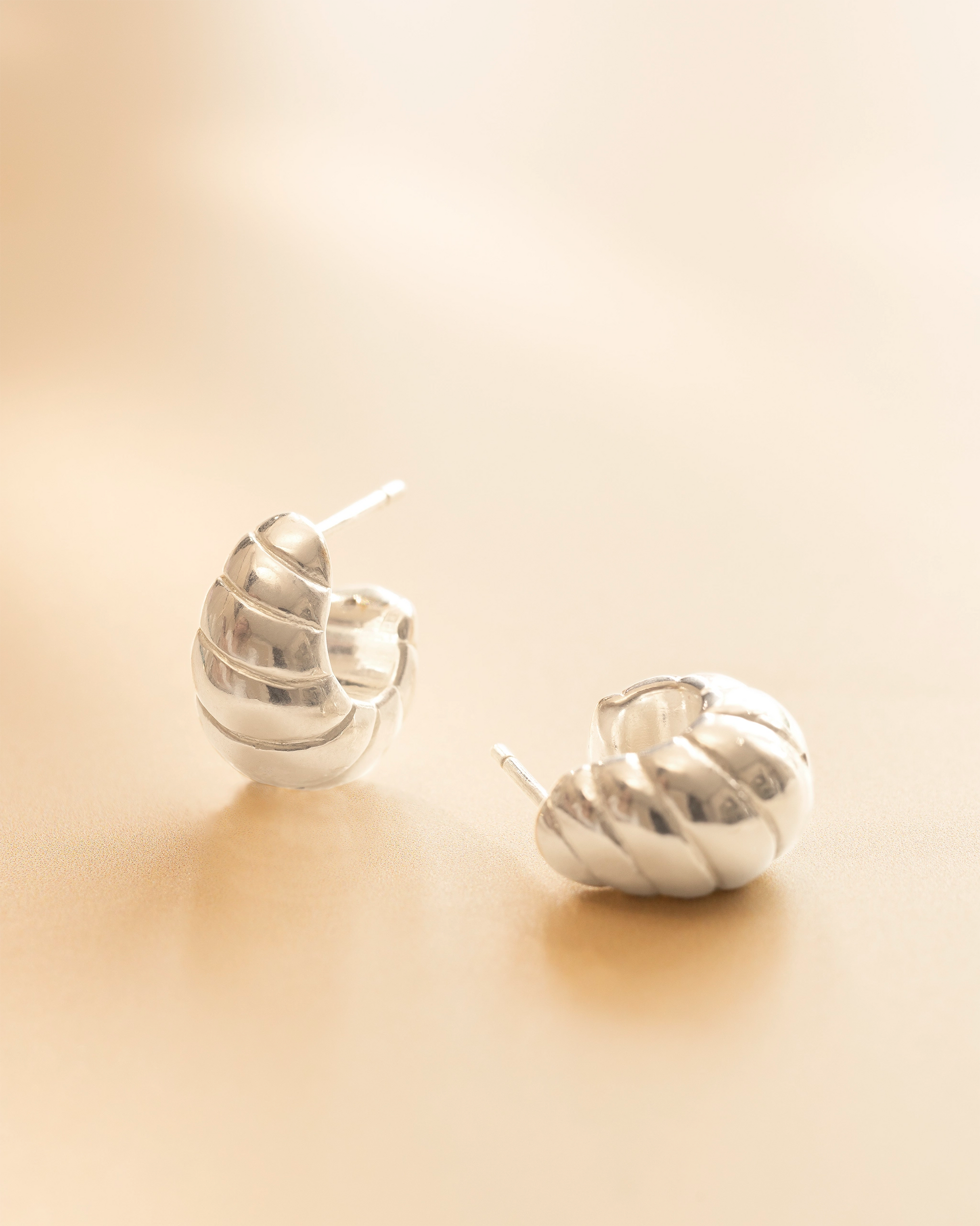 Silver Ripple Statement Hoop Earrings