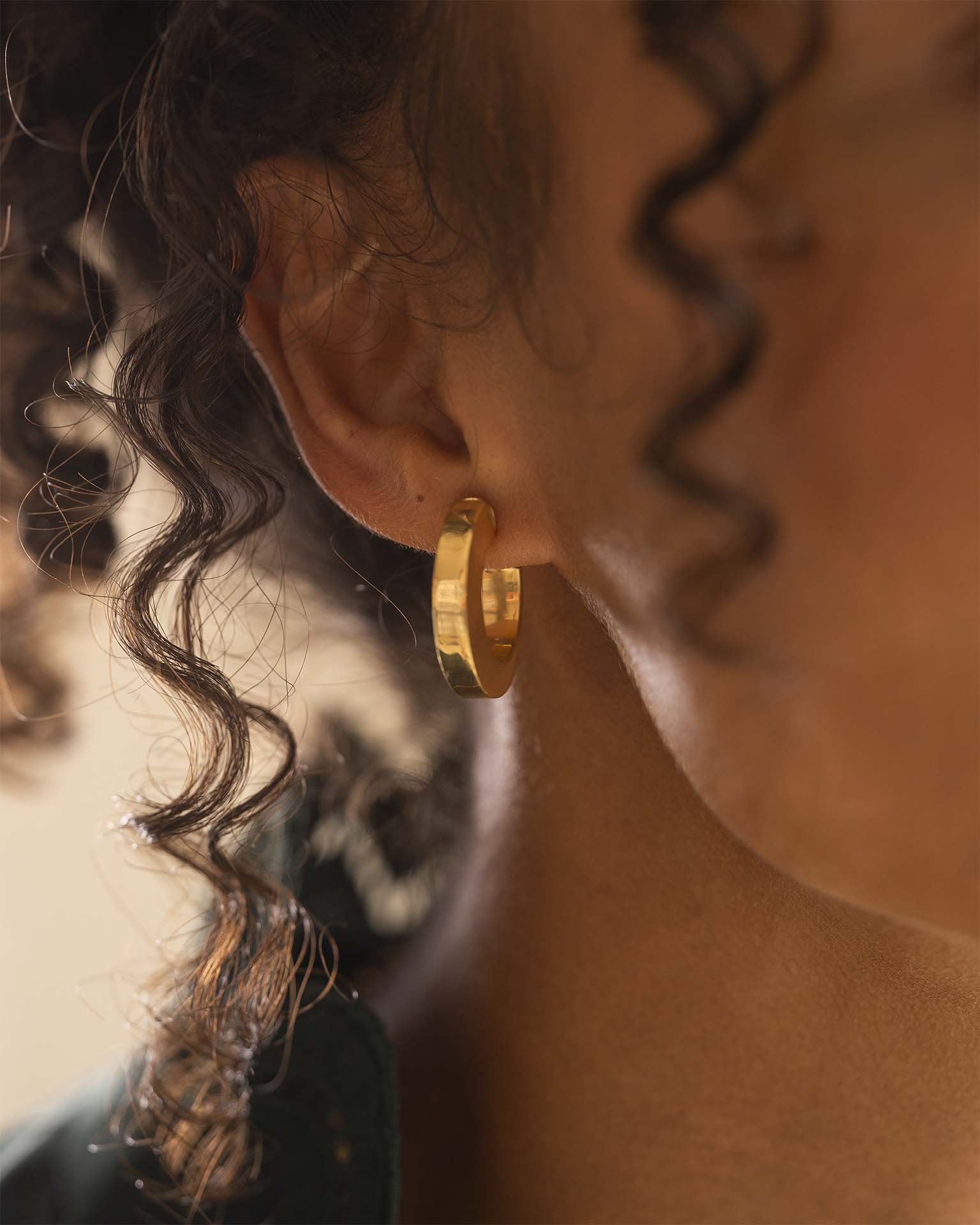 Gold Contemporary Statement Hoop Earrings