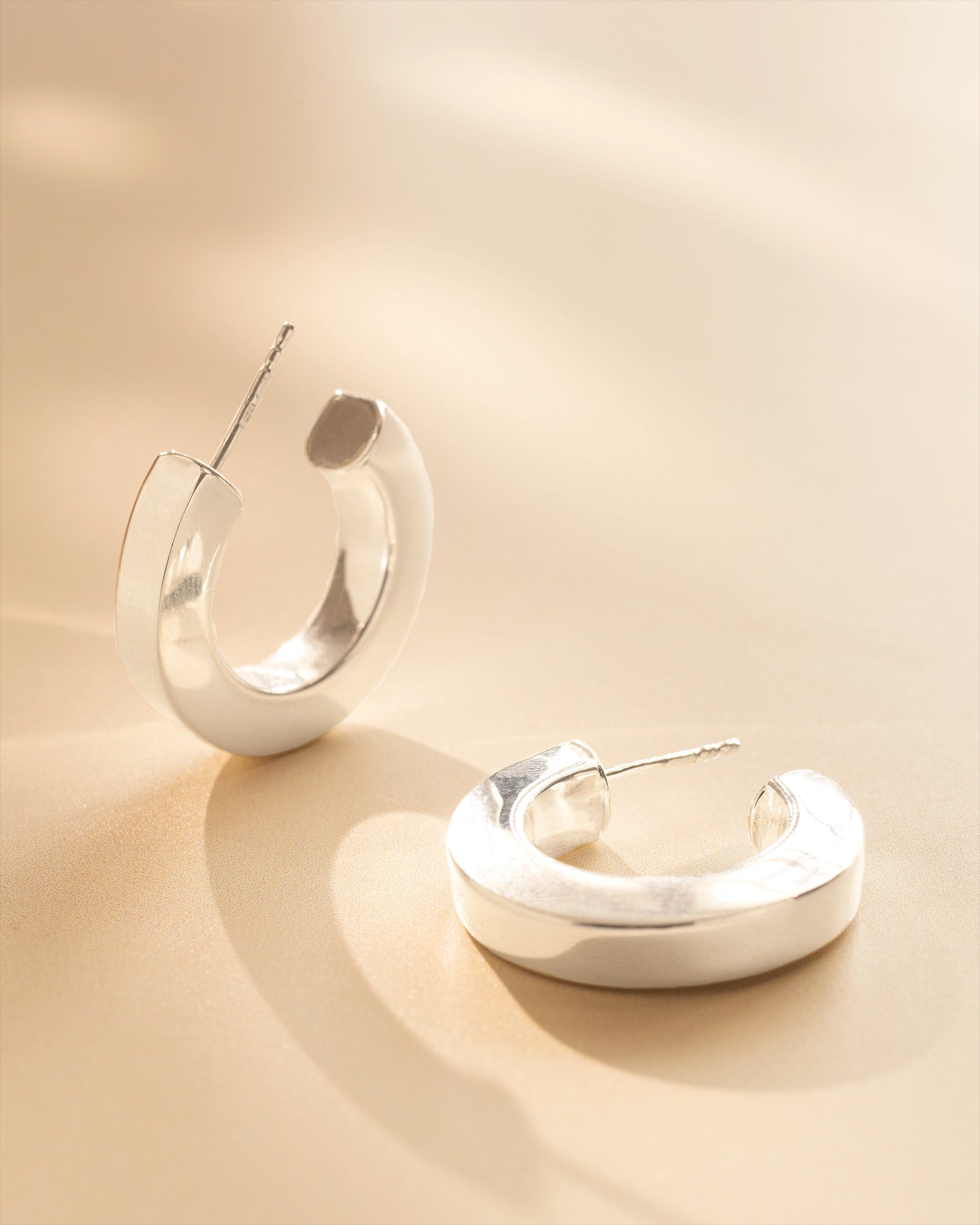 Silver Contemporary Statement Hoop Earrings