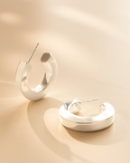 Silver Contemporary Statement Hoop Earrings