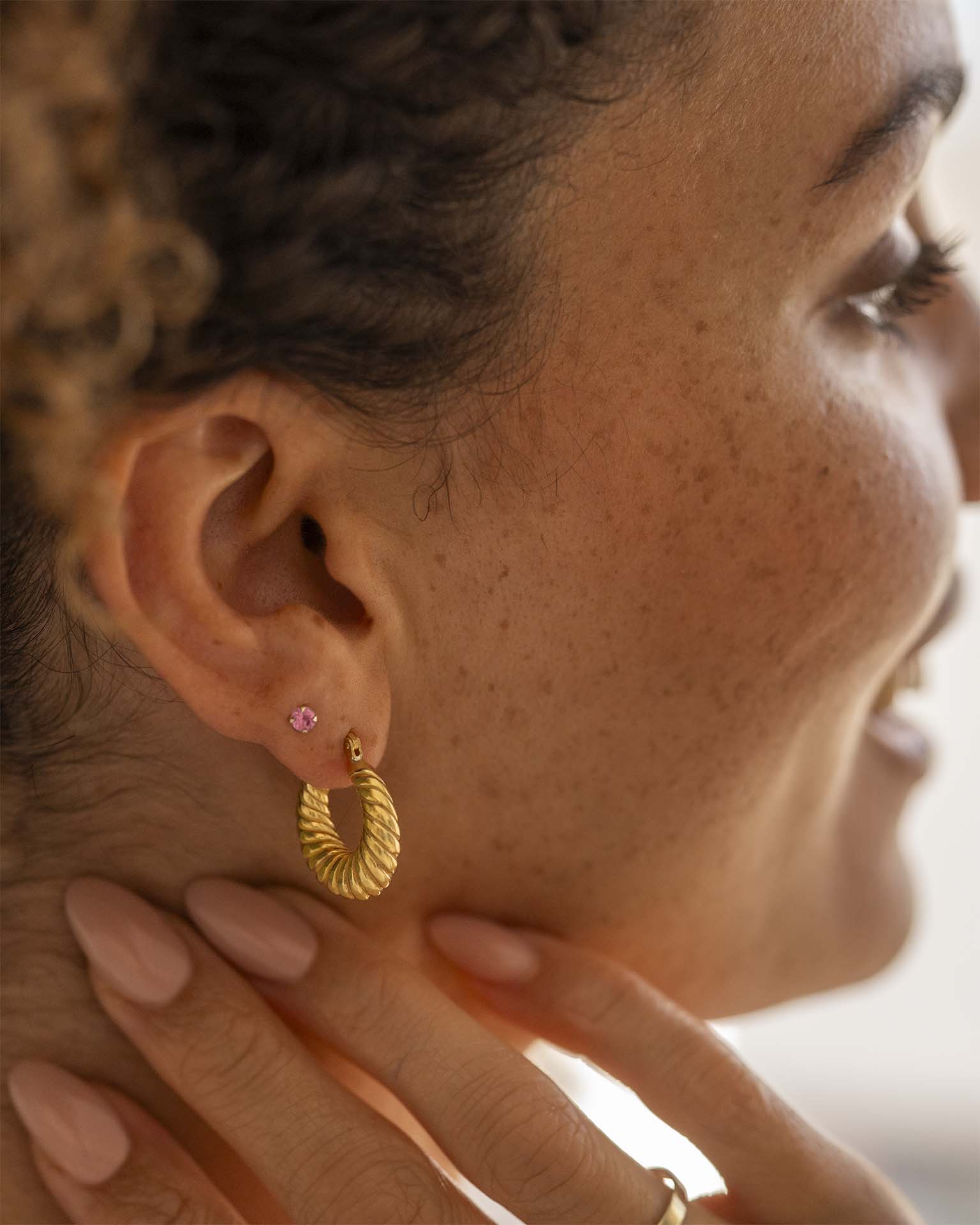 Gold Twist Statement Hoop Earrings