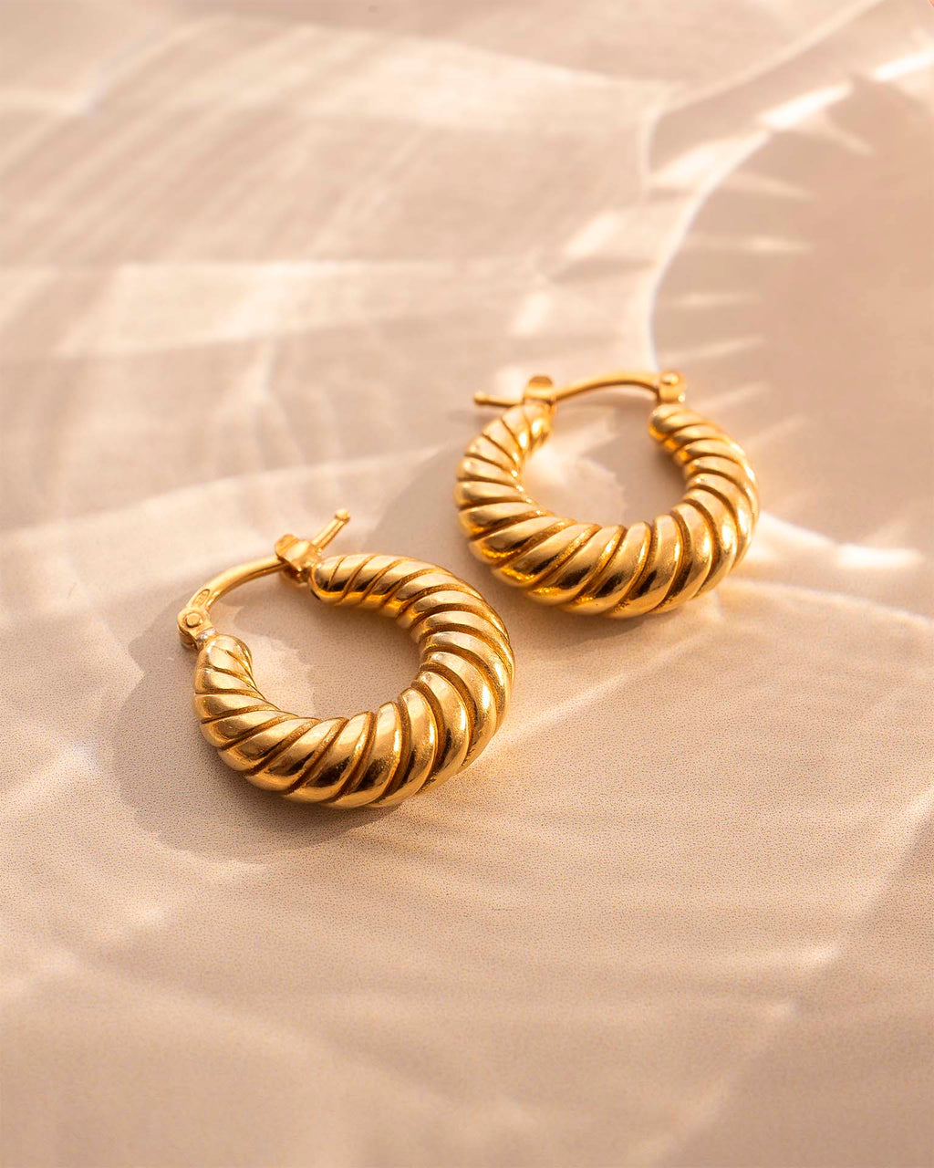 Gold Twist Statement Hoop Earrings