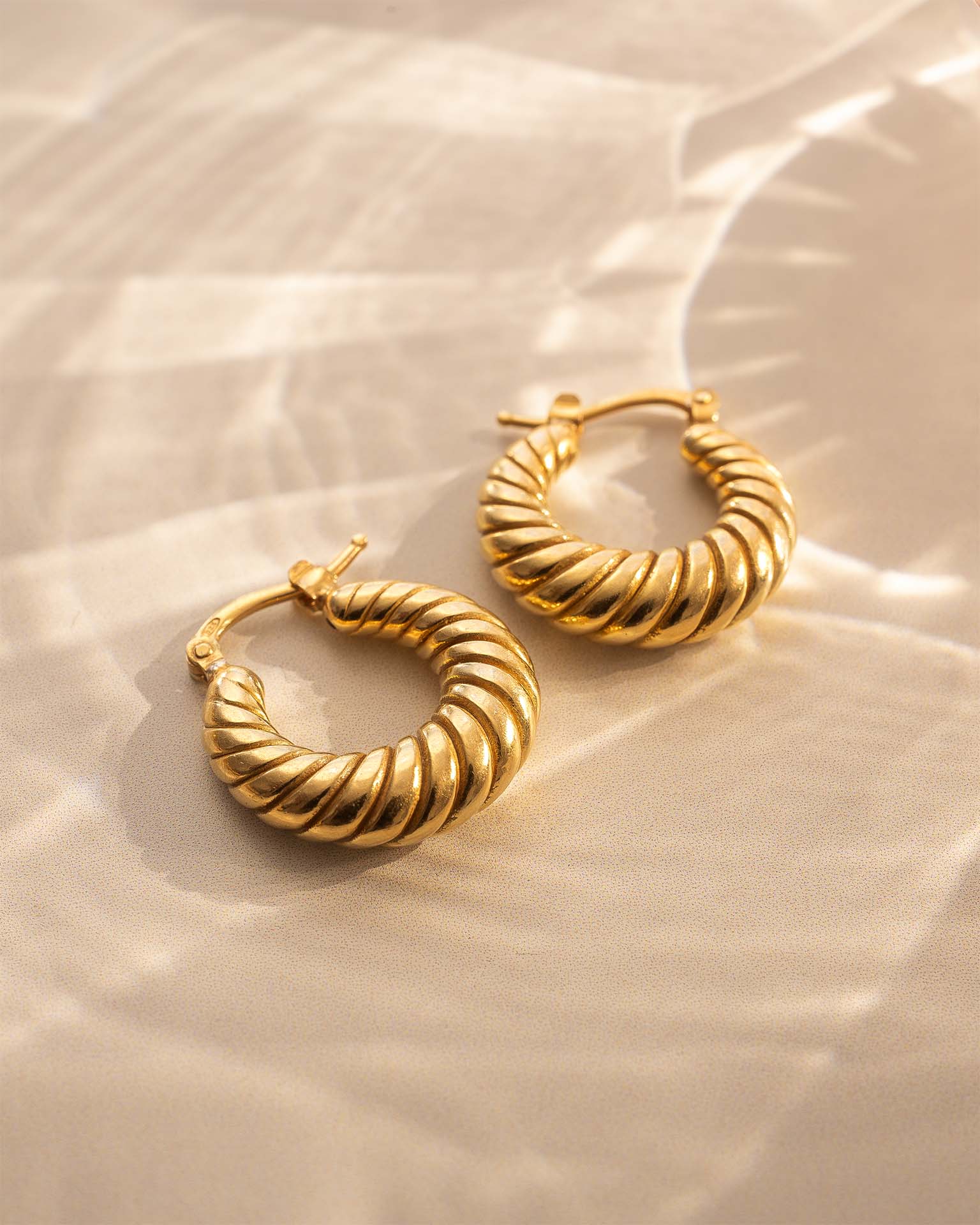 Gold Twist Statement Hoop Earrings