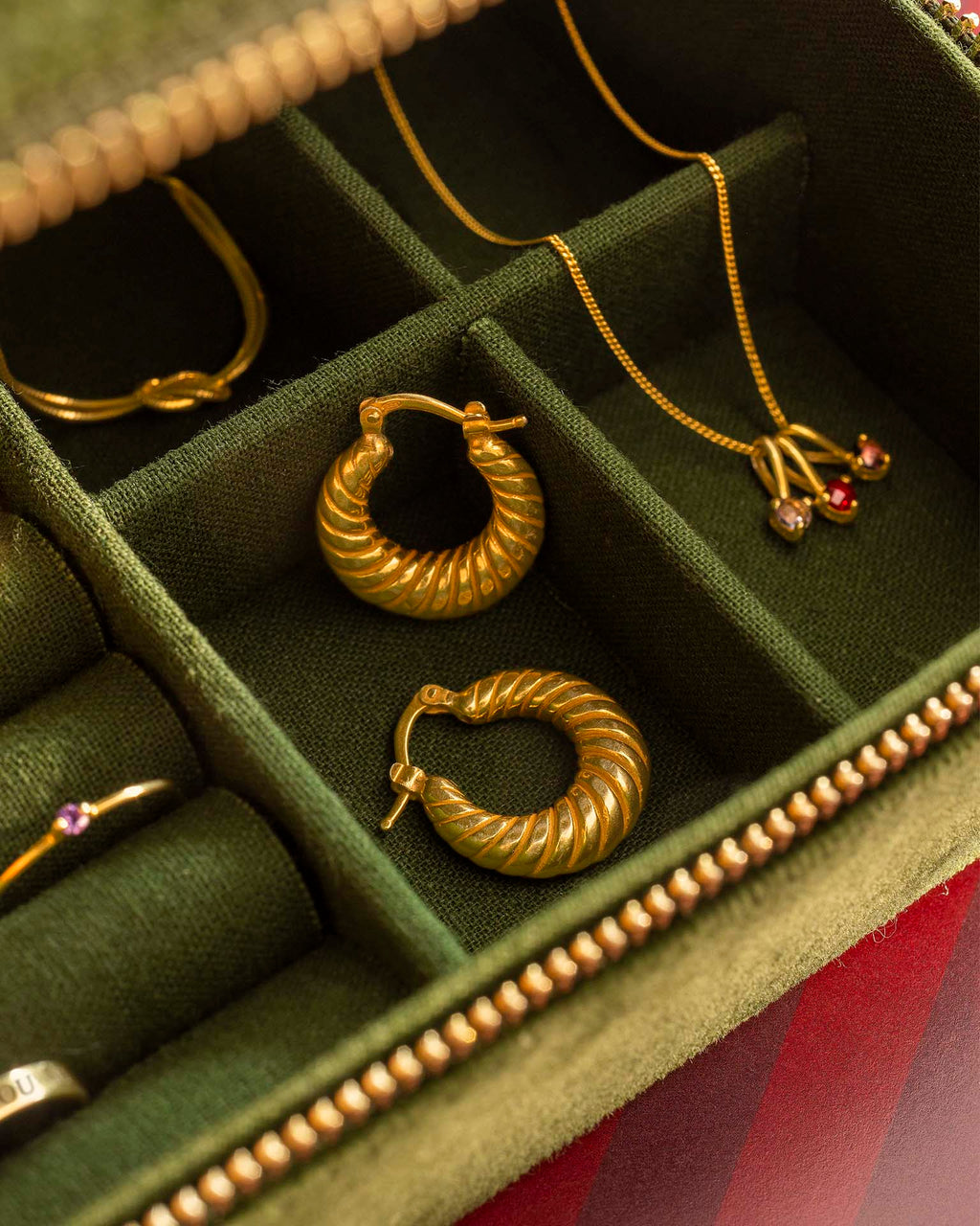 Gold earrings in jewellery box | Christmas