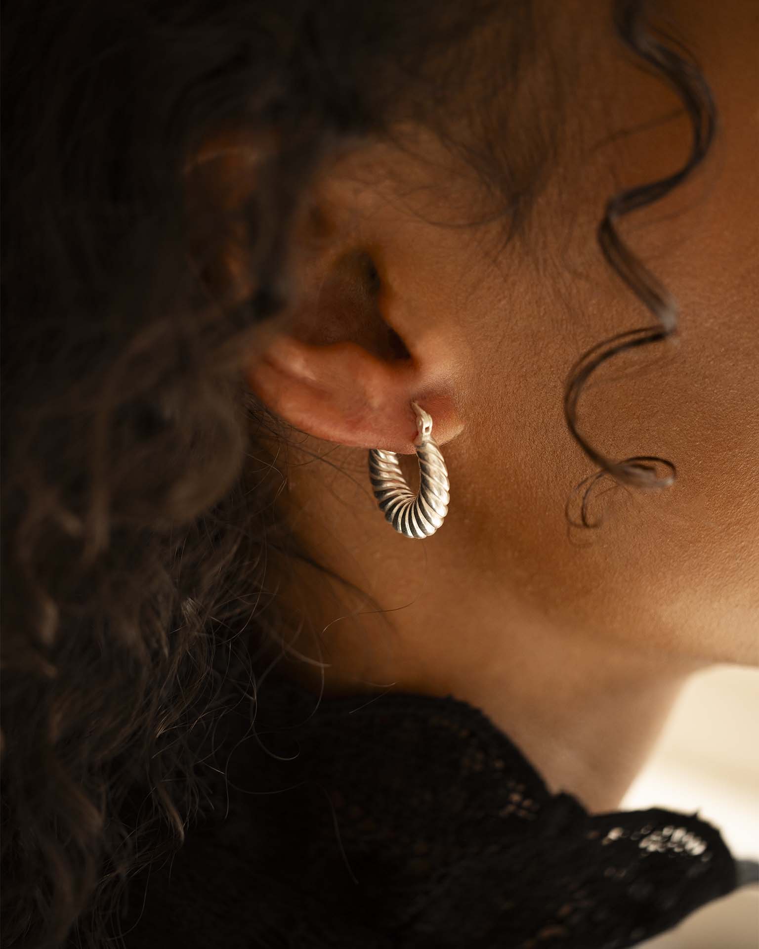 Silver Twist Statement Hoop Earrings