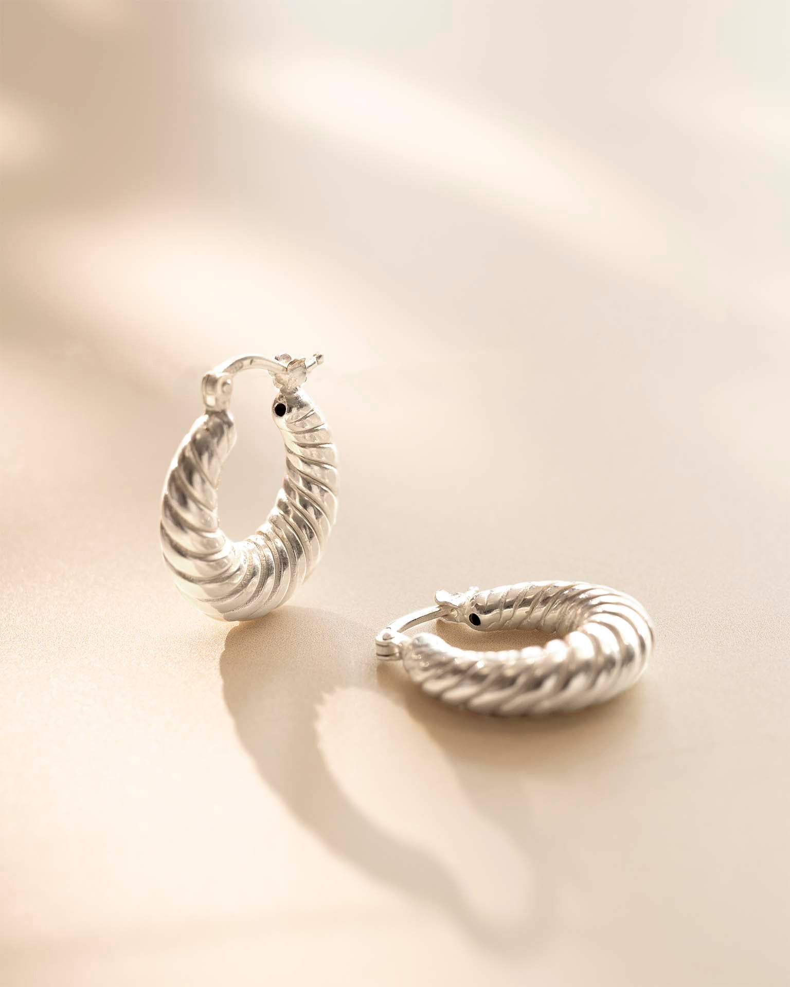 Silver Twist Statement Hoop Earrings