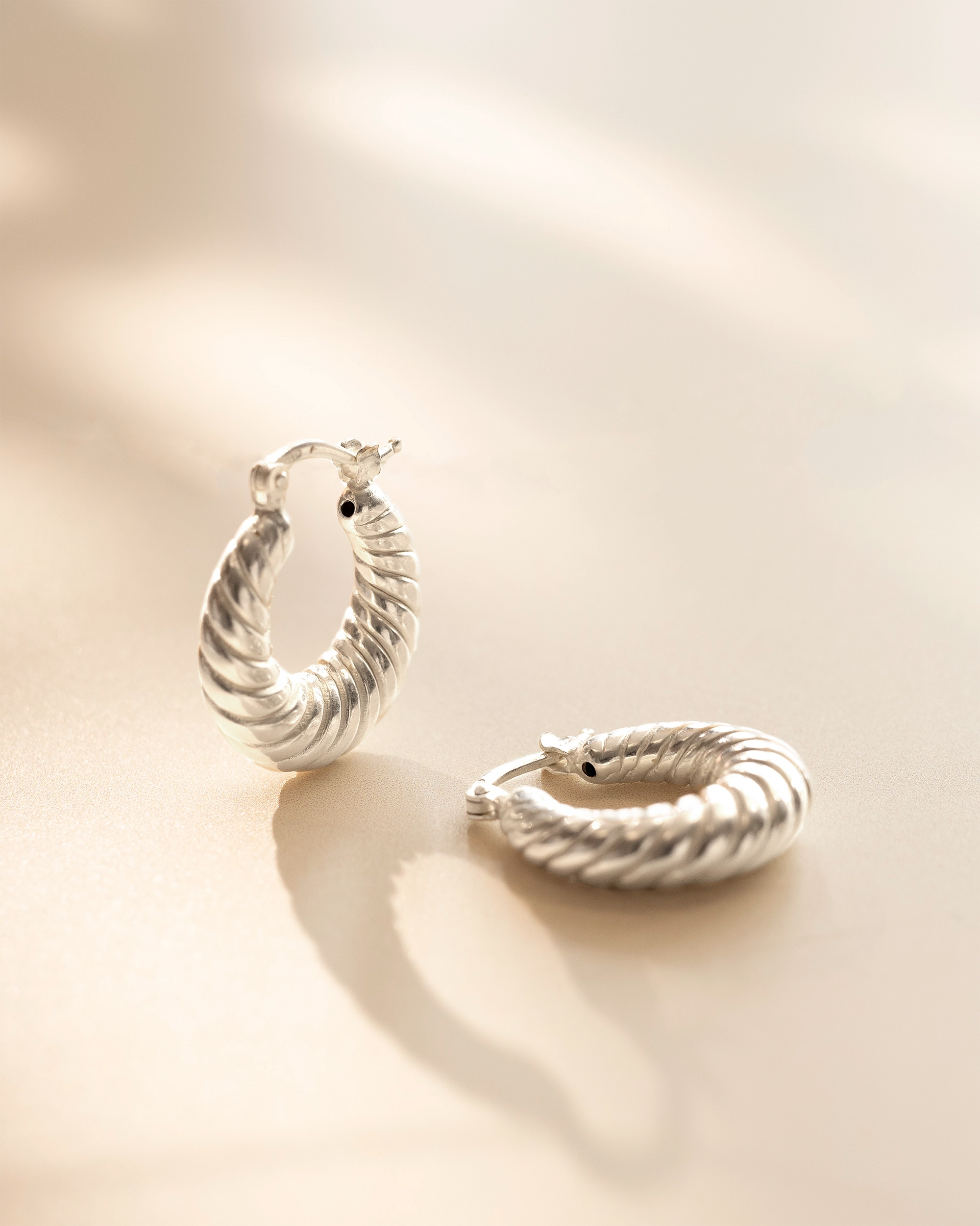 Silver Twist Statement Hoop Earrings