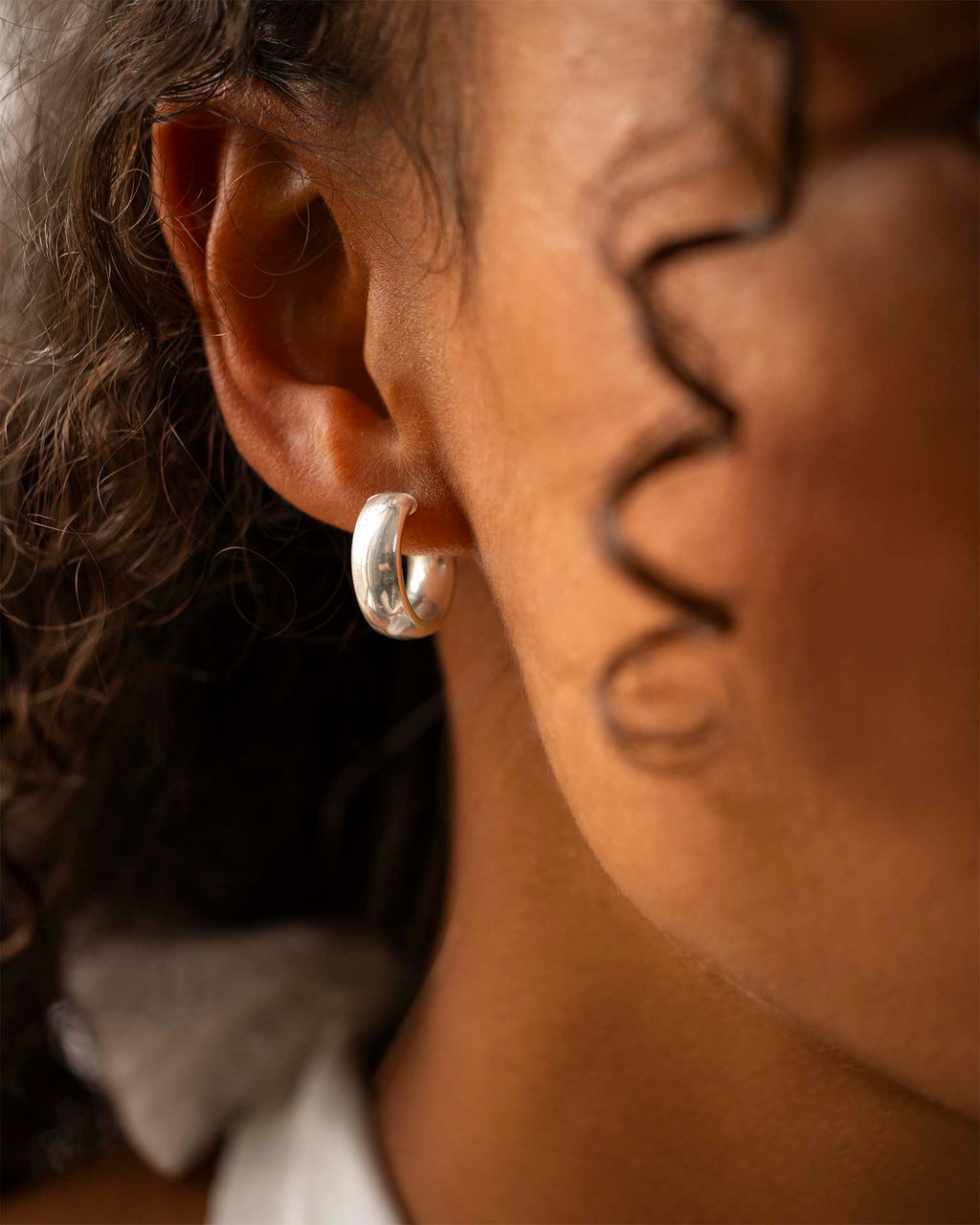 Silver Small Statement Hoop Earrings