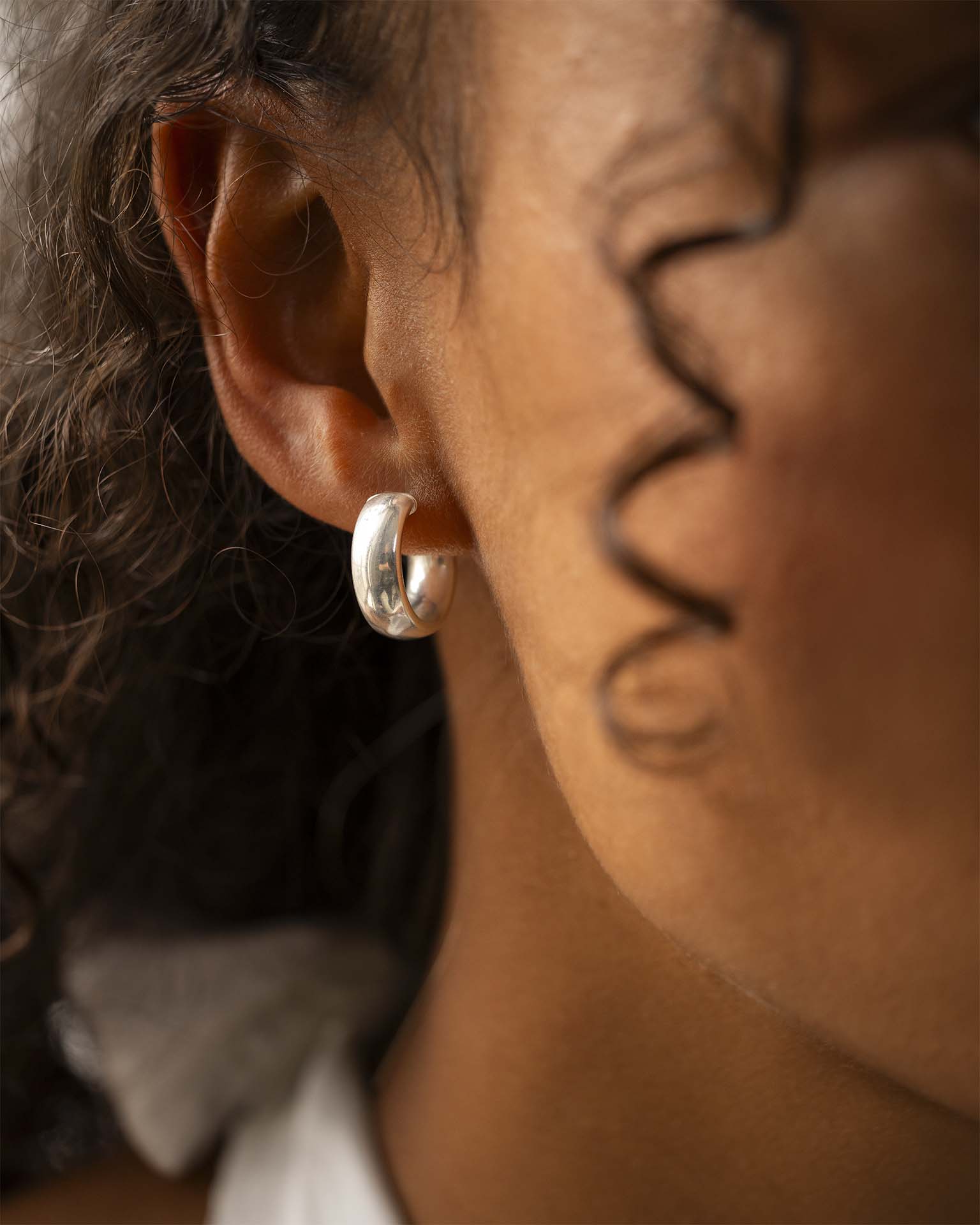 Silver Small Statement Hoop Earrings