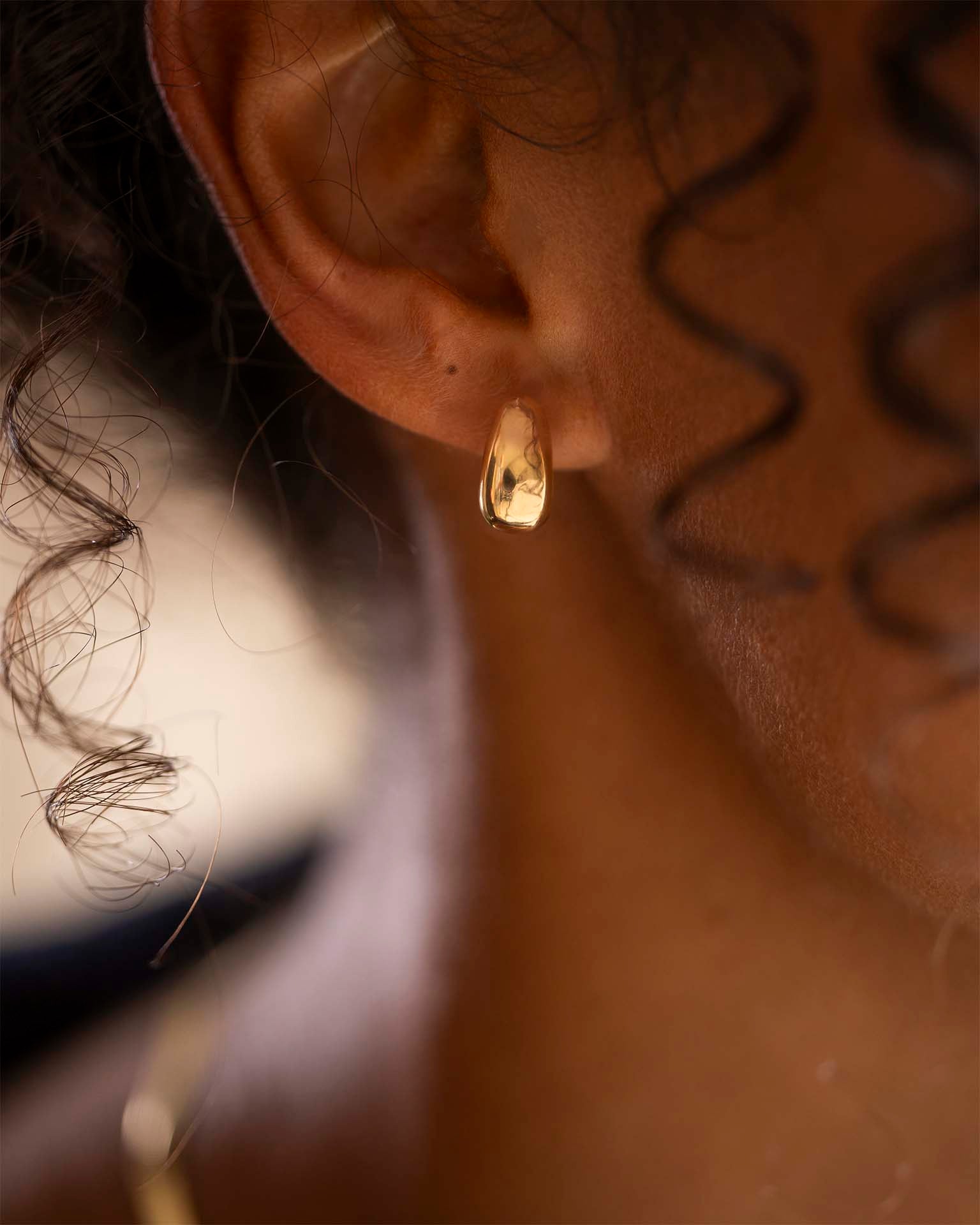 Gold Statement Drop Stud Earrings