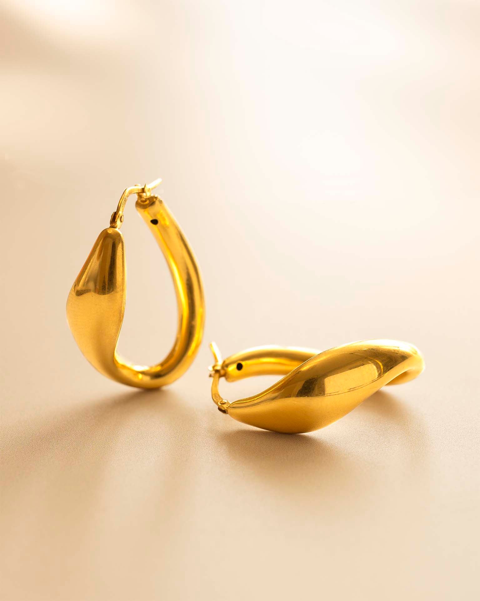 Gold Curved Statement Hoop Earrings