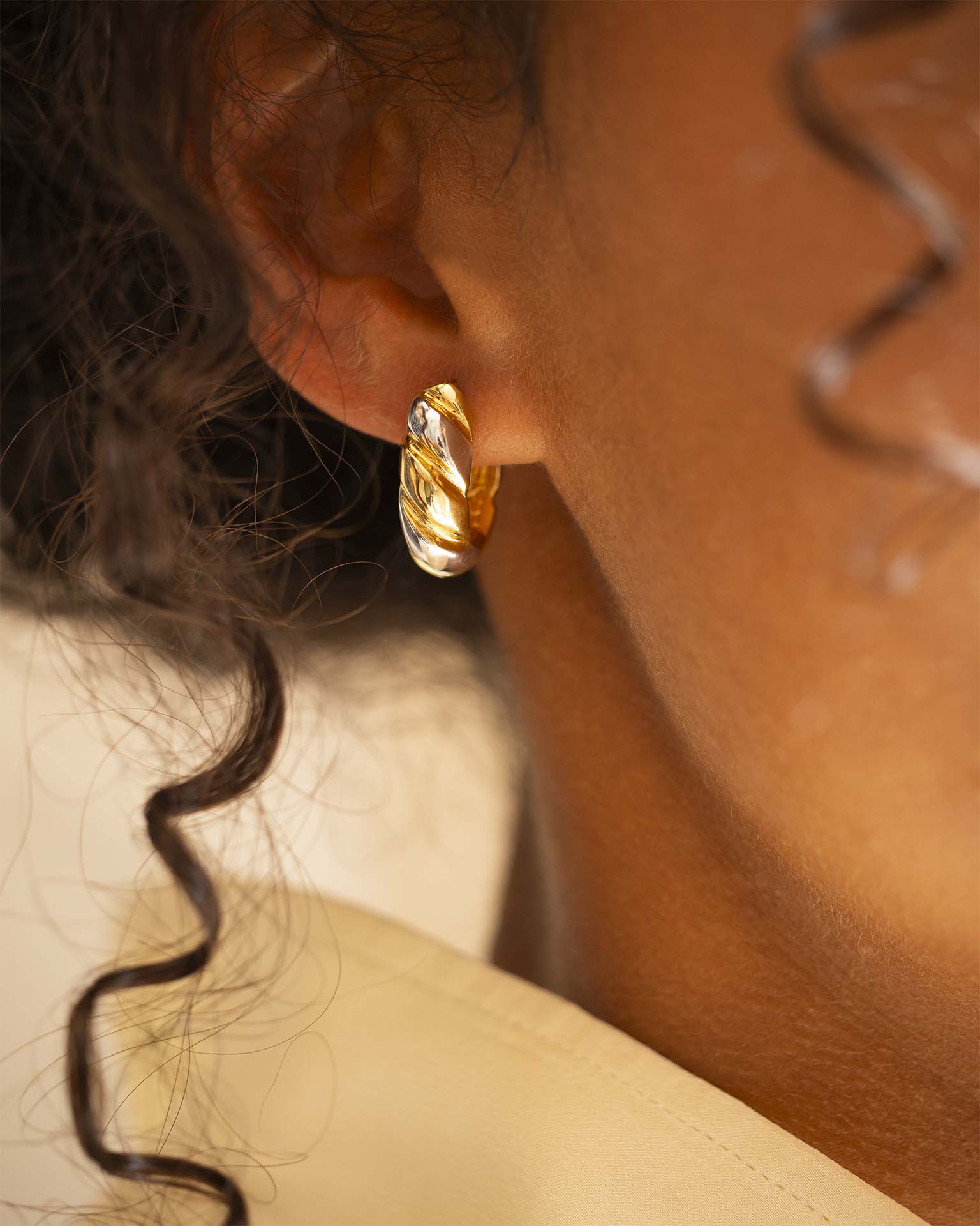 Mixed Metal Statement Hoop Earrings