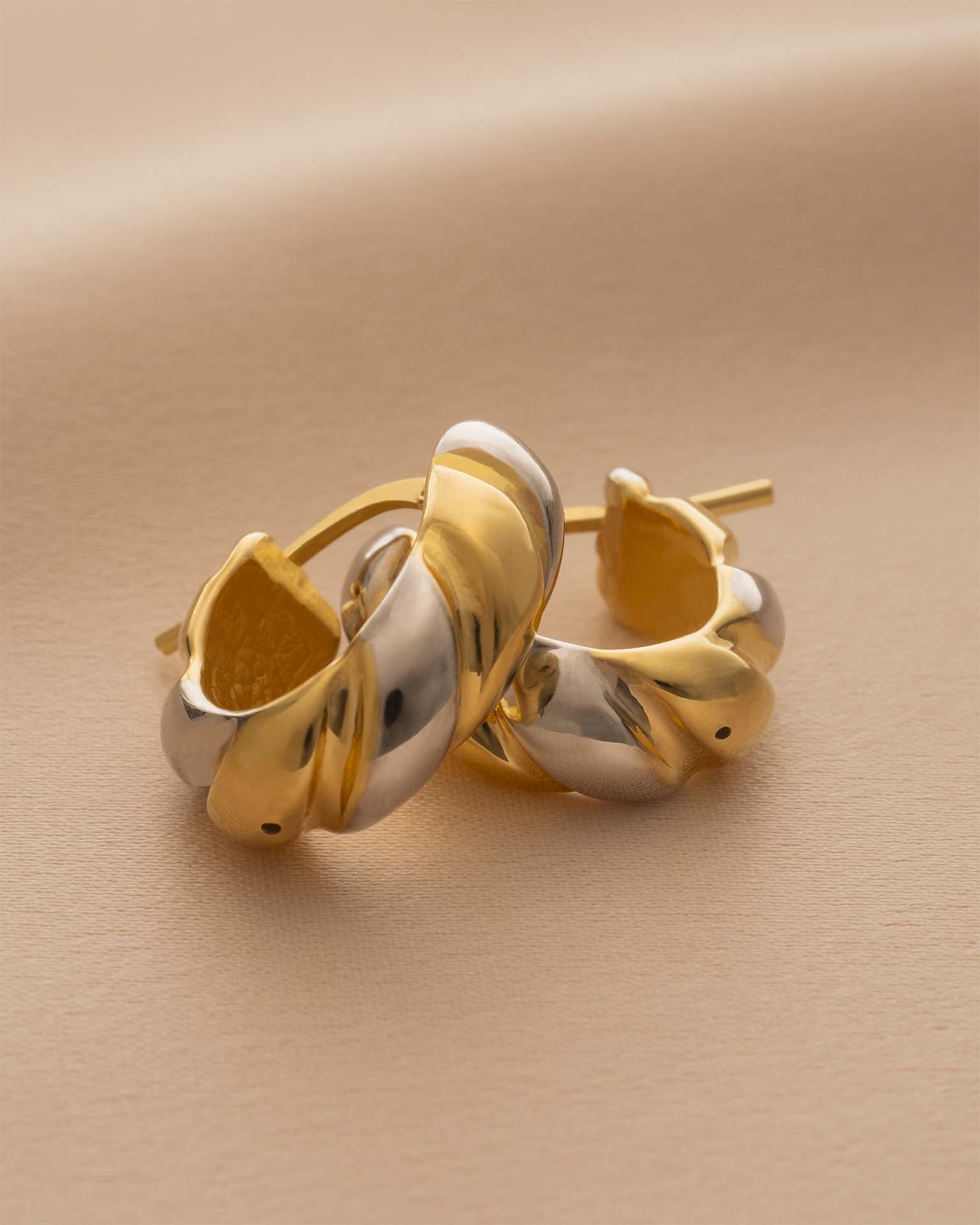 Mixed Metal Statement Hoop Earrings