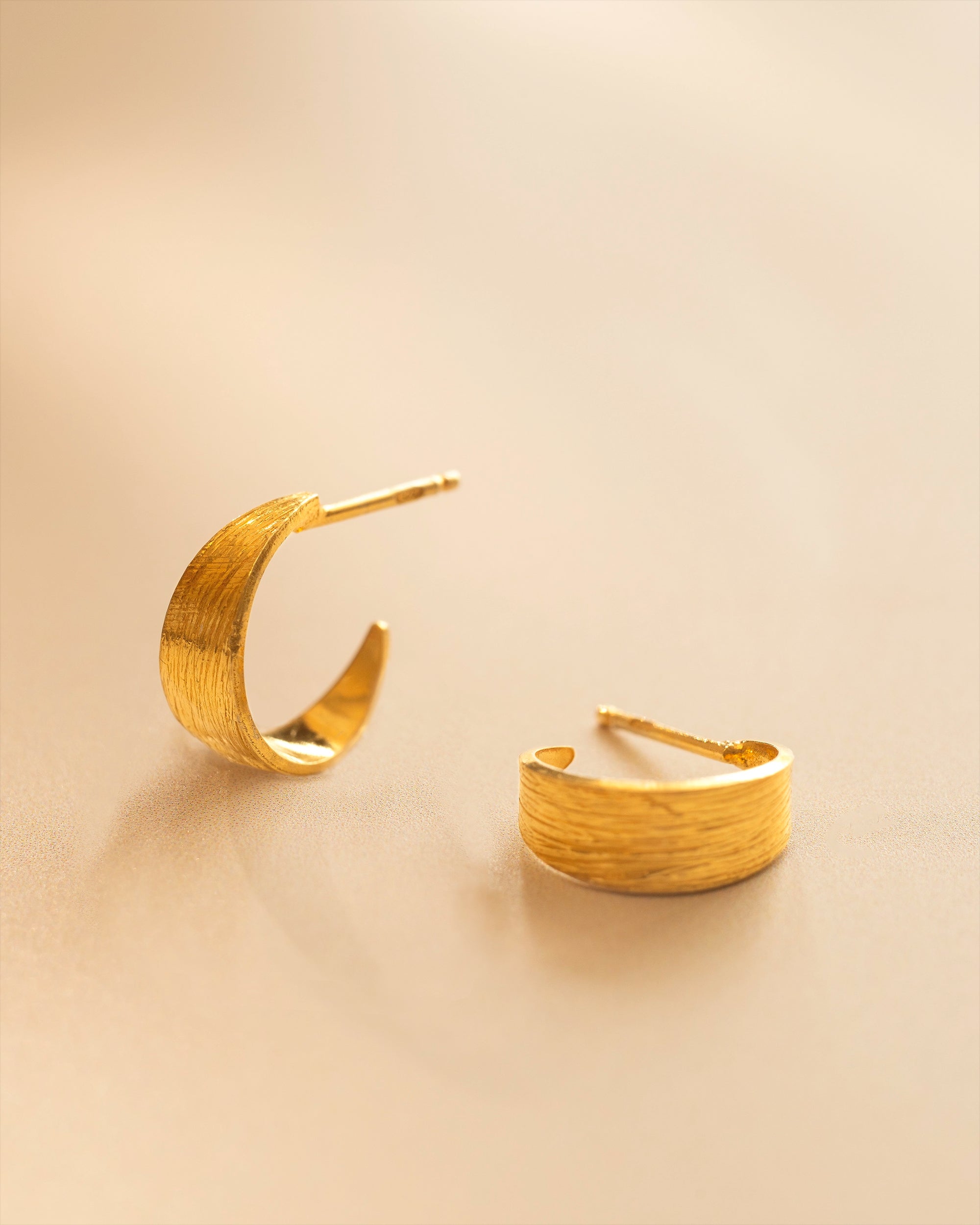 Gold Textured Statement Hoop Earrings