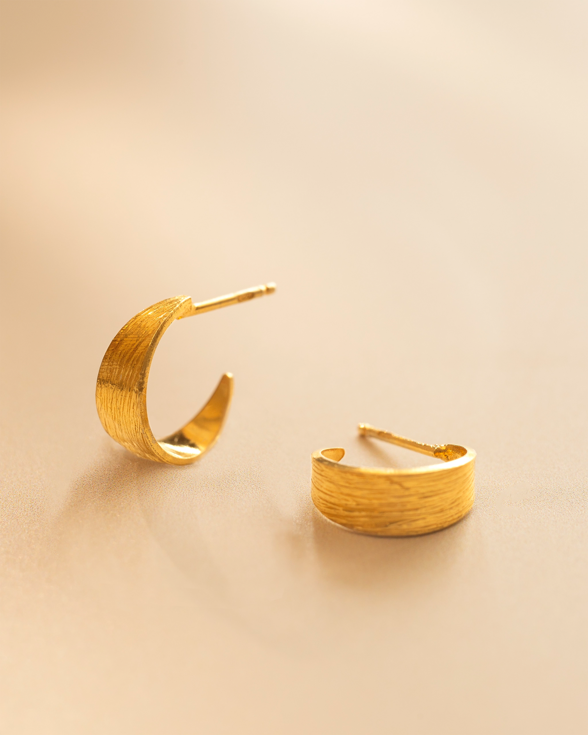 Gold Textured Statement Hoop Earrings