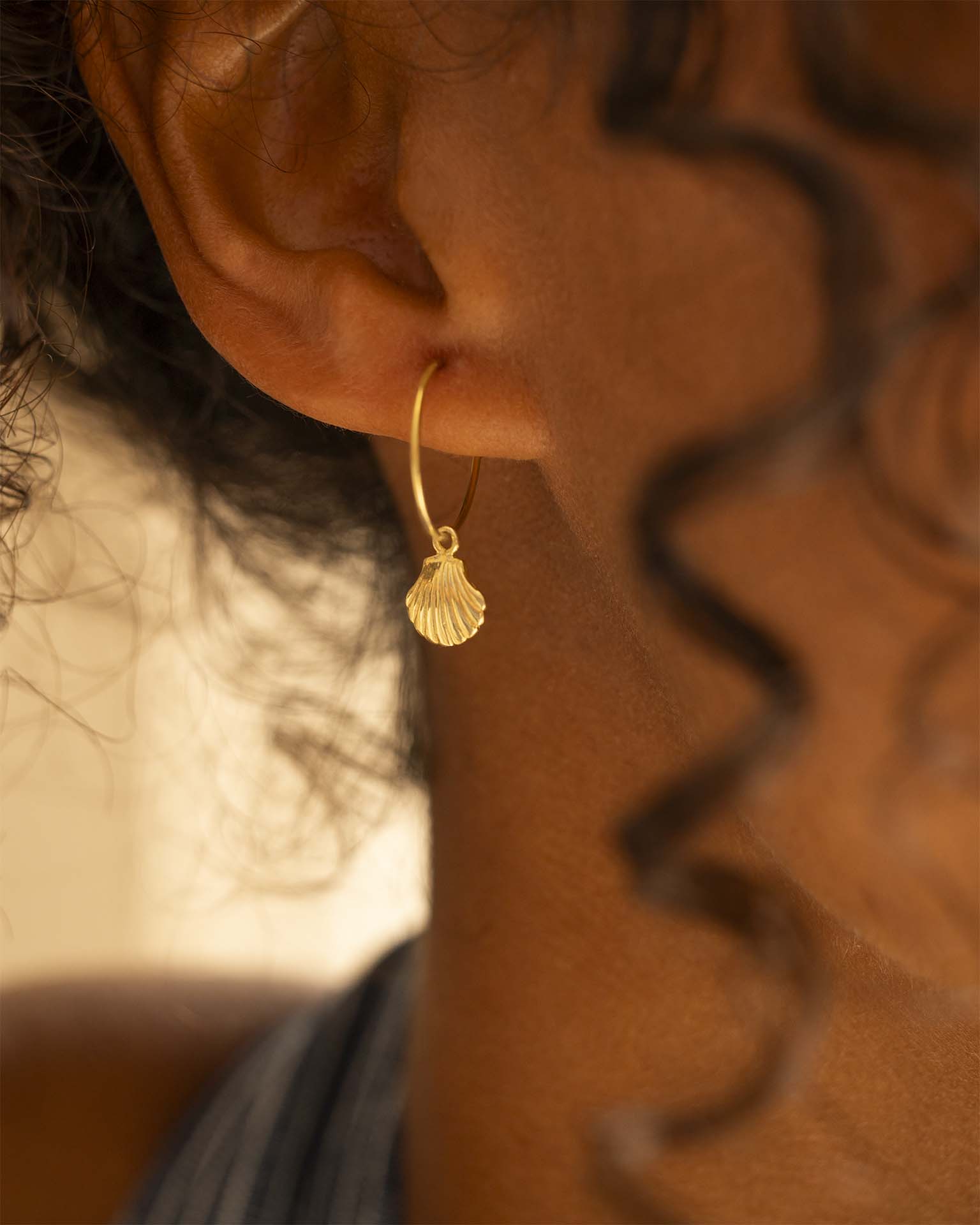 Gold Seashell Hoop Earrings