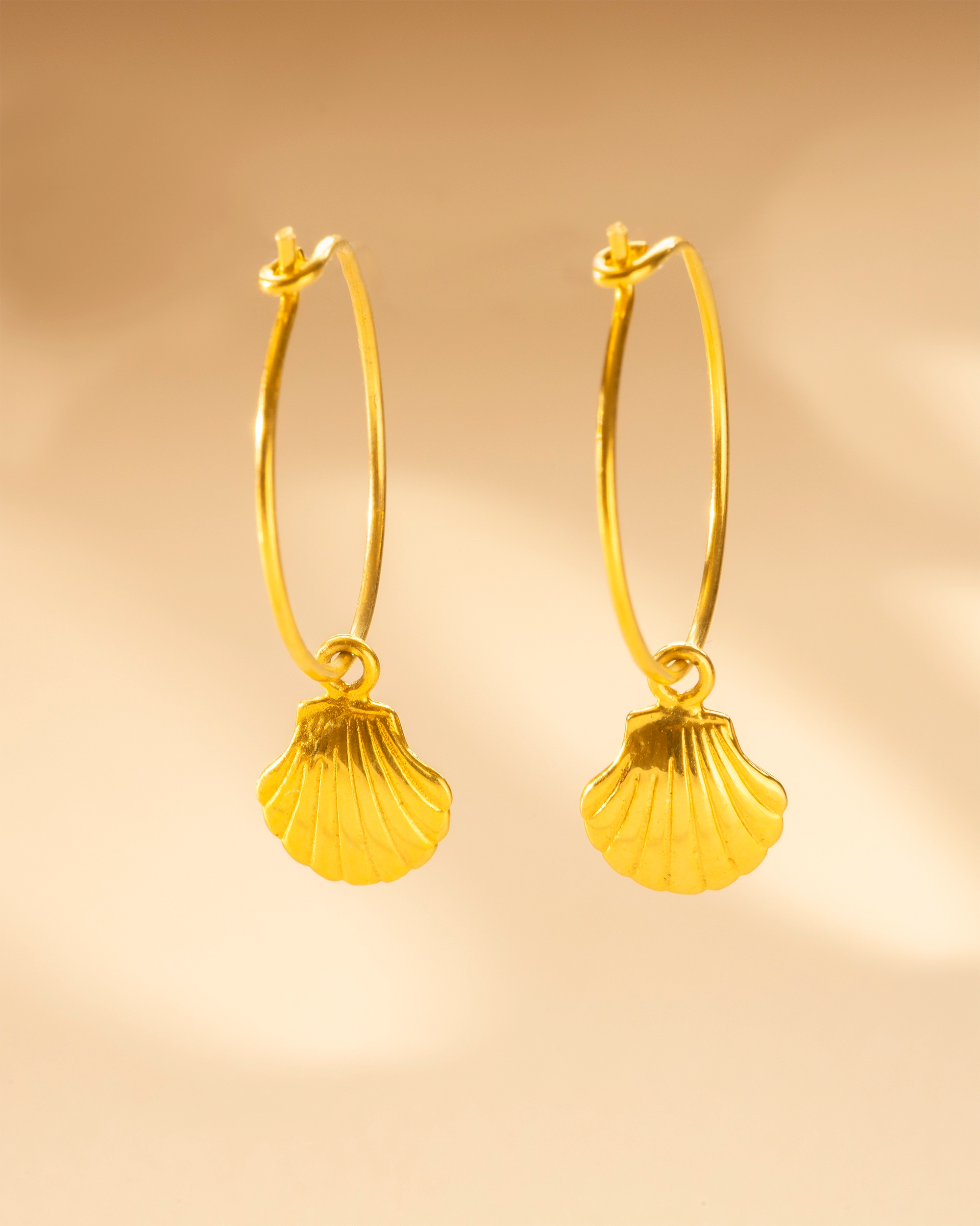 Gold Seashell Hoop Earrings