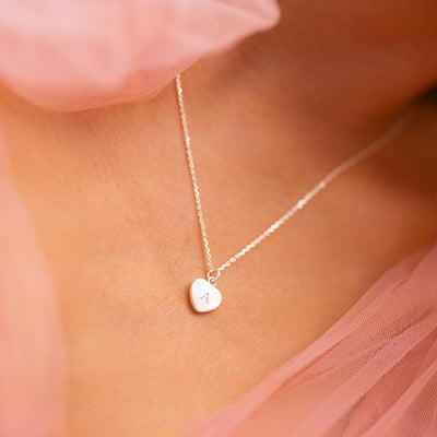  Sterling Silver Mother of Pearl Mini Heart Personalised Necklace
