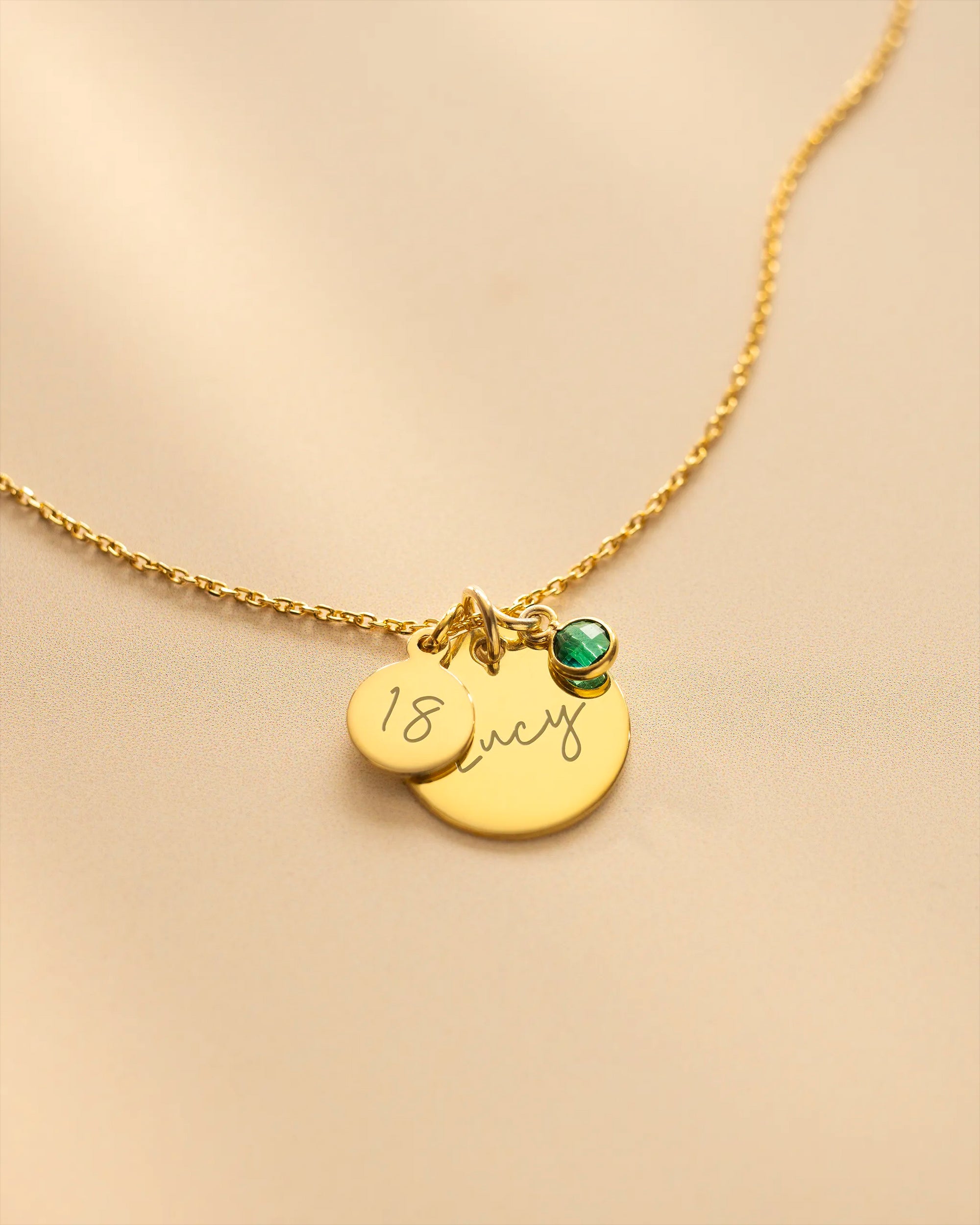 Gold Personalised Birthday Disc Name Necklace