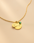 Silver Personalised Birthday Disc Name Necklace