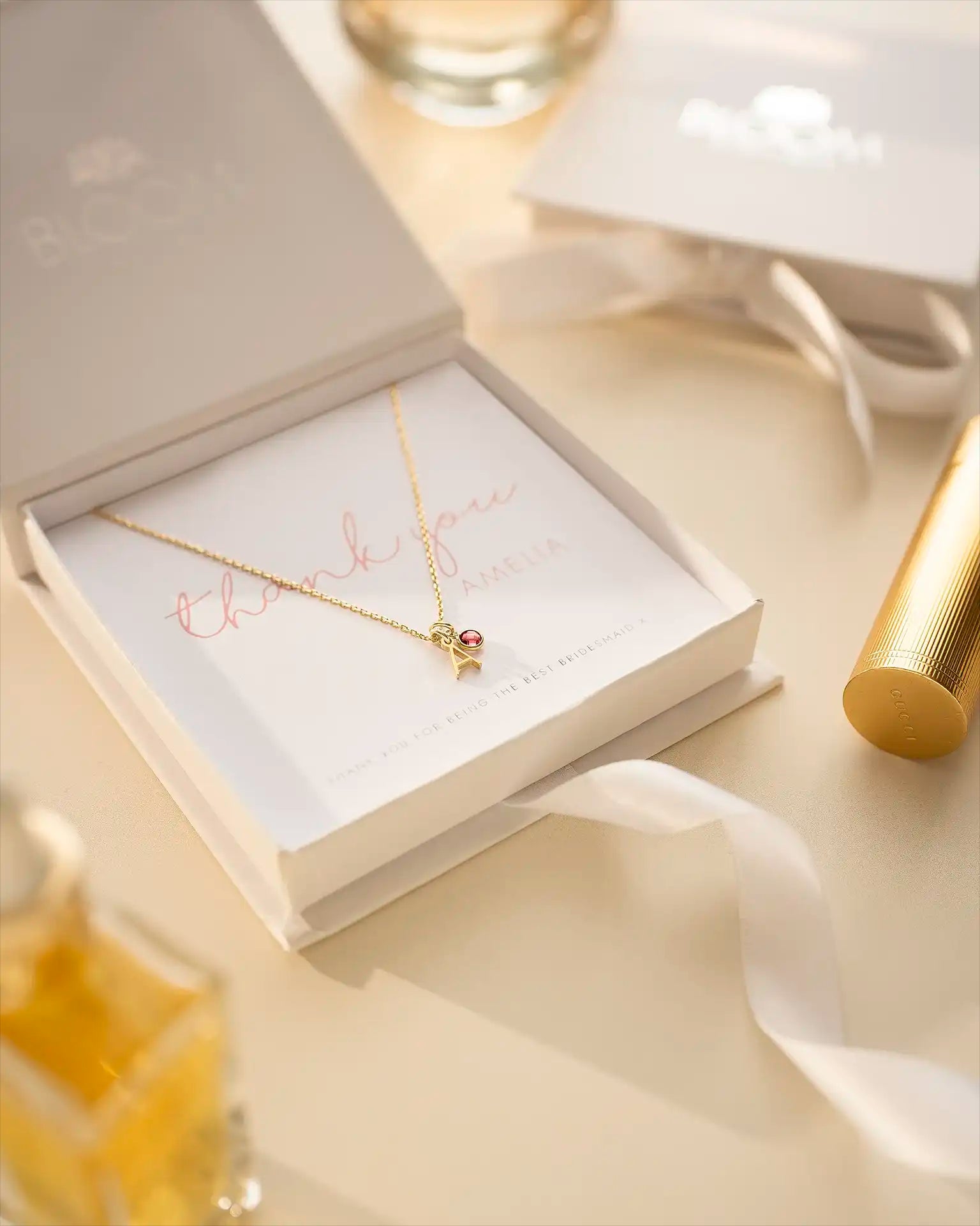 Gold Letter Birthstone Personalised Necklace