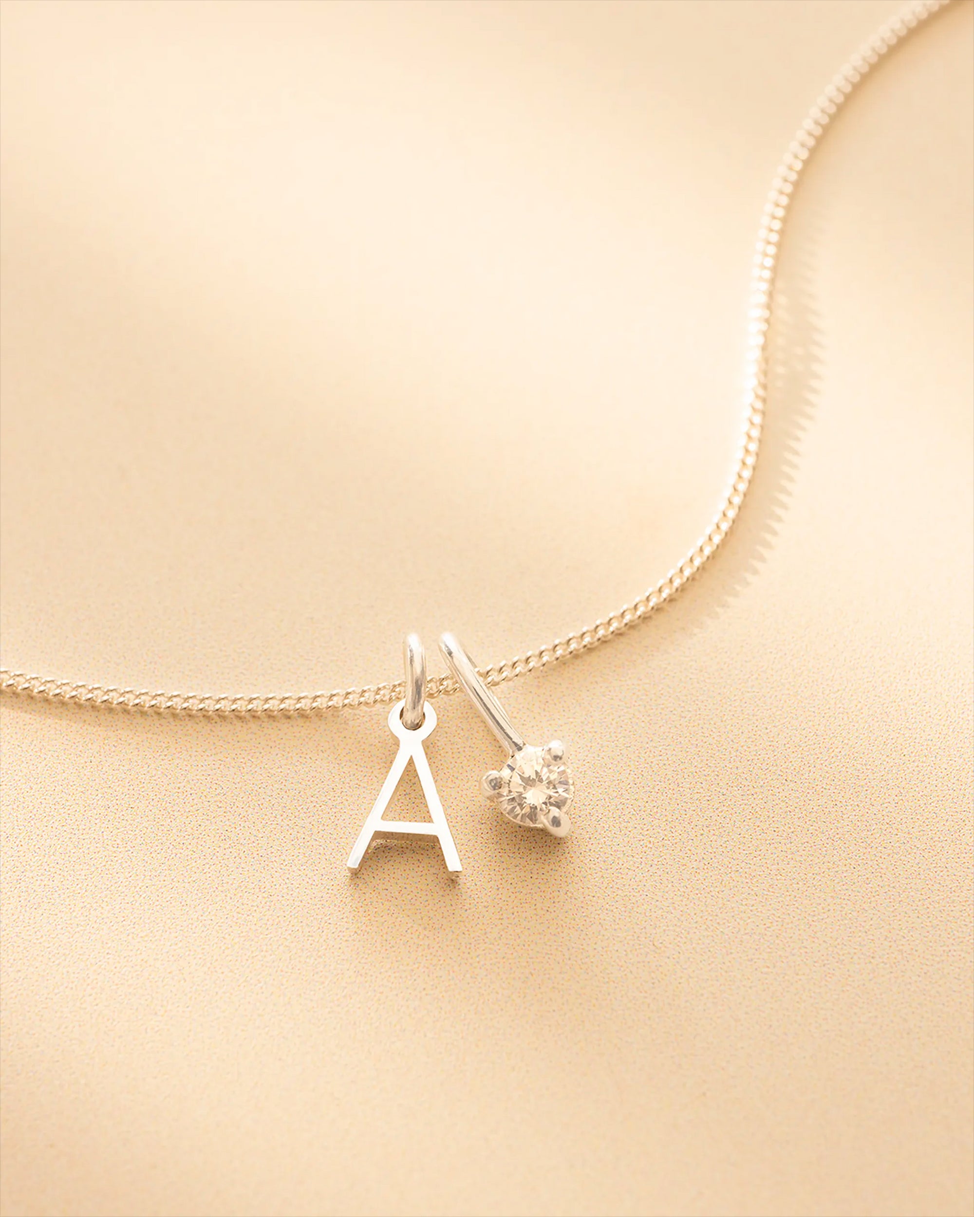 Gold Mini Letter and Birthstone Pendant Personalised Necklace