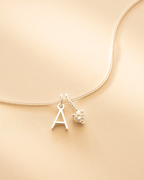 Gold Mini Letter and Birthstone Pendant Personalised Necklace