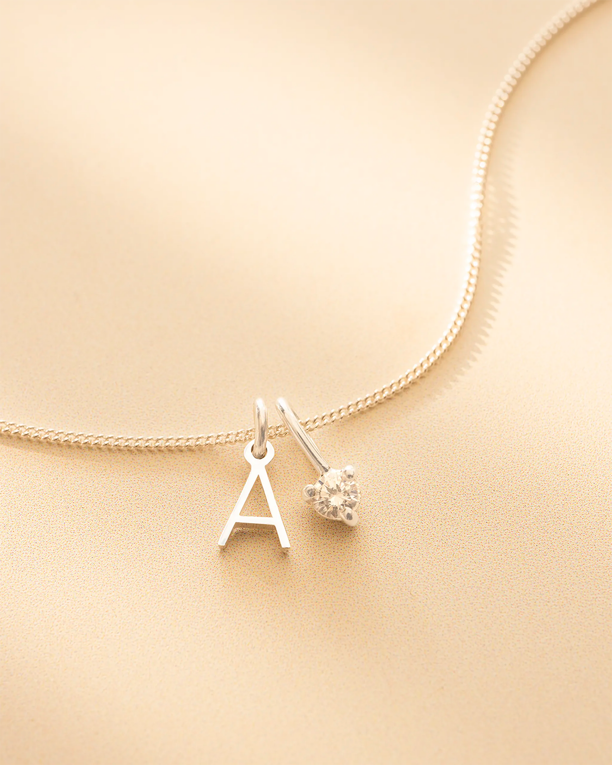 Gold Mini Letter and Birthstone Pendant Personalised Necklace