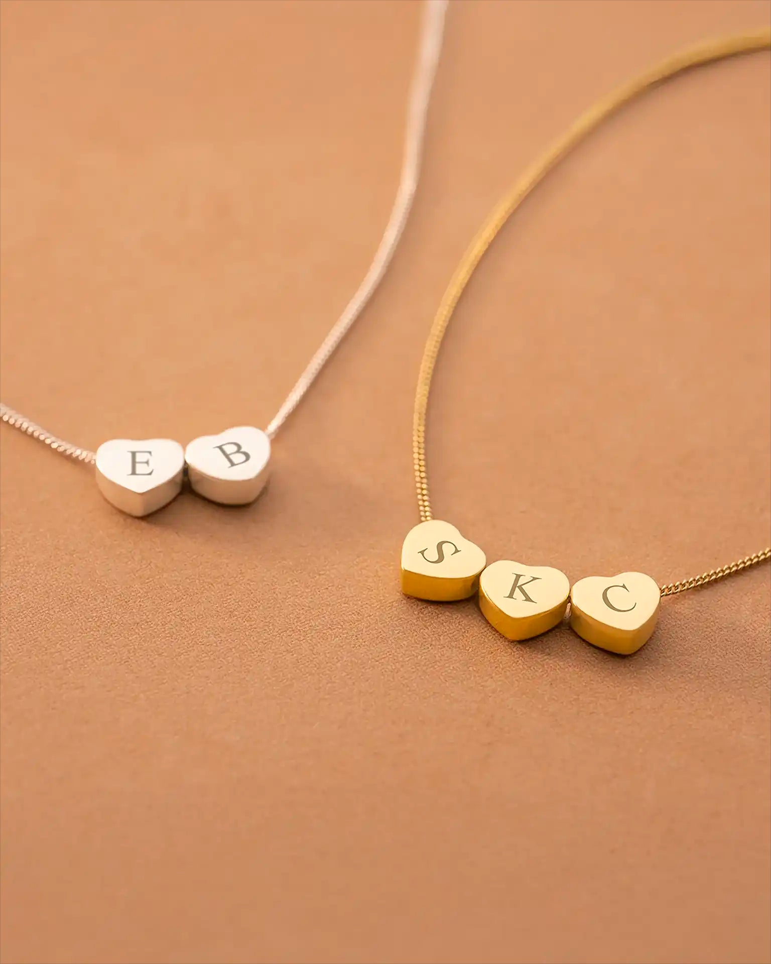 Gold Family Mini Hearts Personalised Initial Necklace