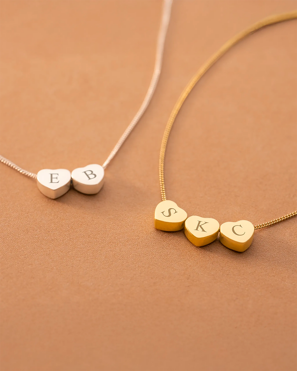 Gold Family Mini Hearts Personalised Initial Necklace