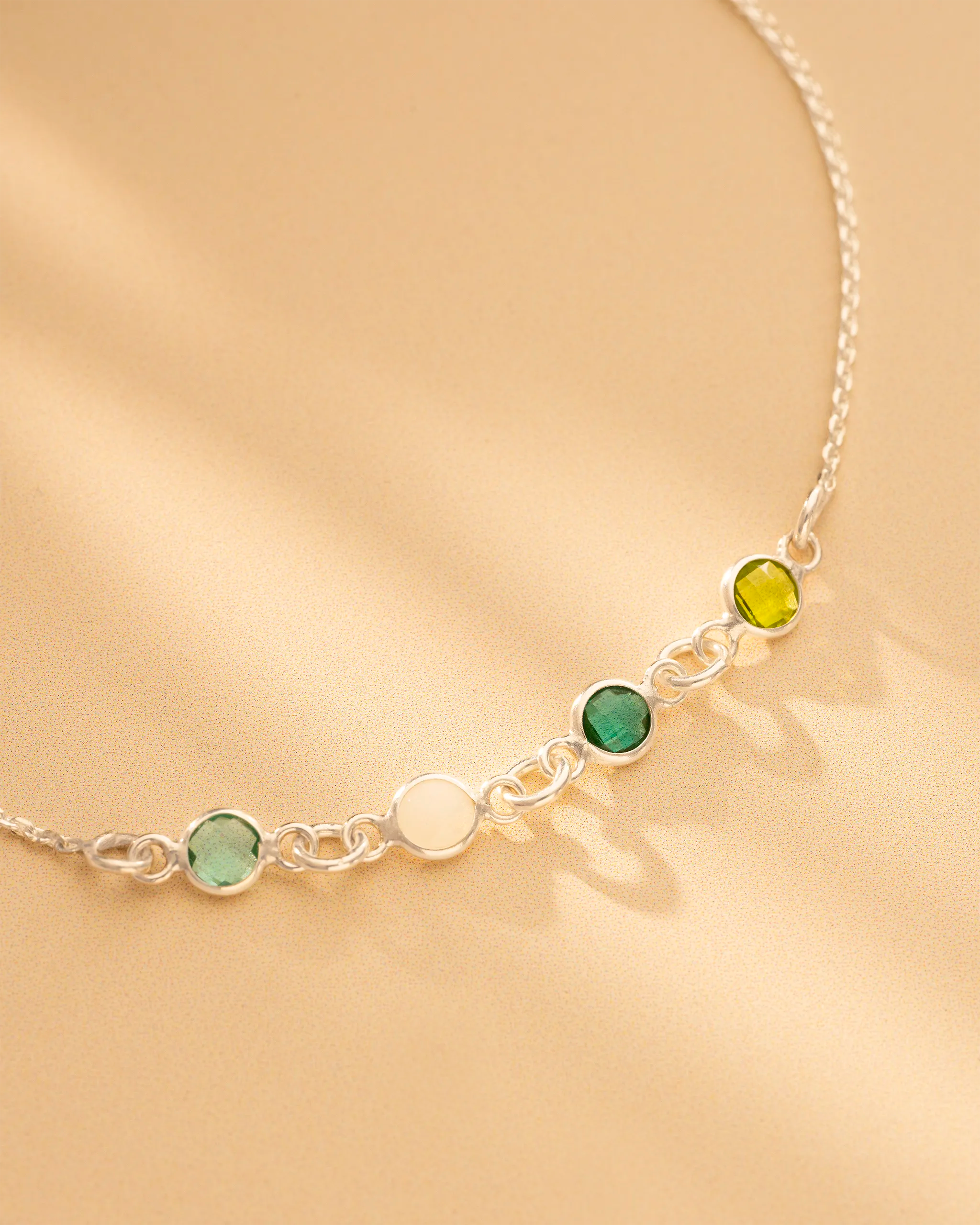 Silver Family Mini Birthstone Personalised Slider Bracelet