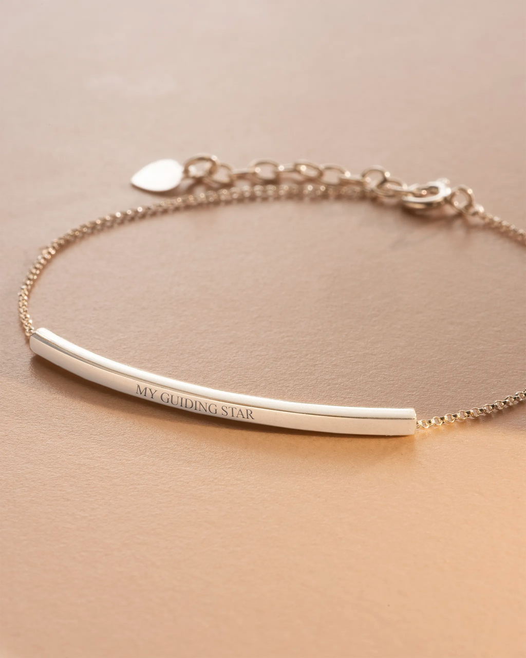 Gold Curved Skinny Bar Personalised Message Bracelet