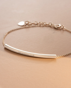 Gold Curved Skinny Bar Personalised Message Bracelet