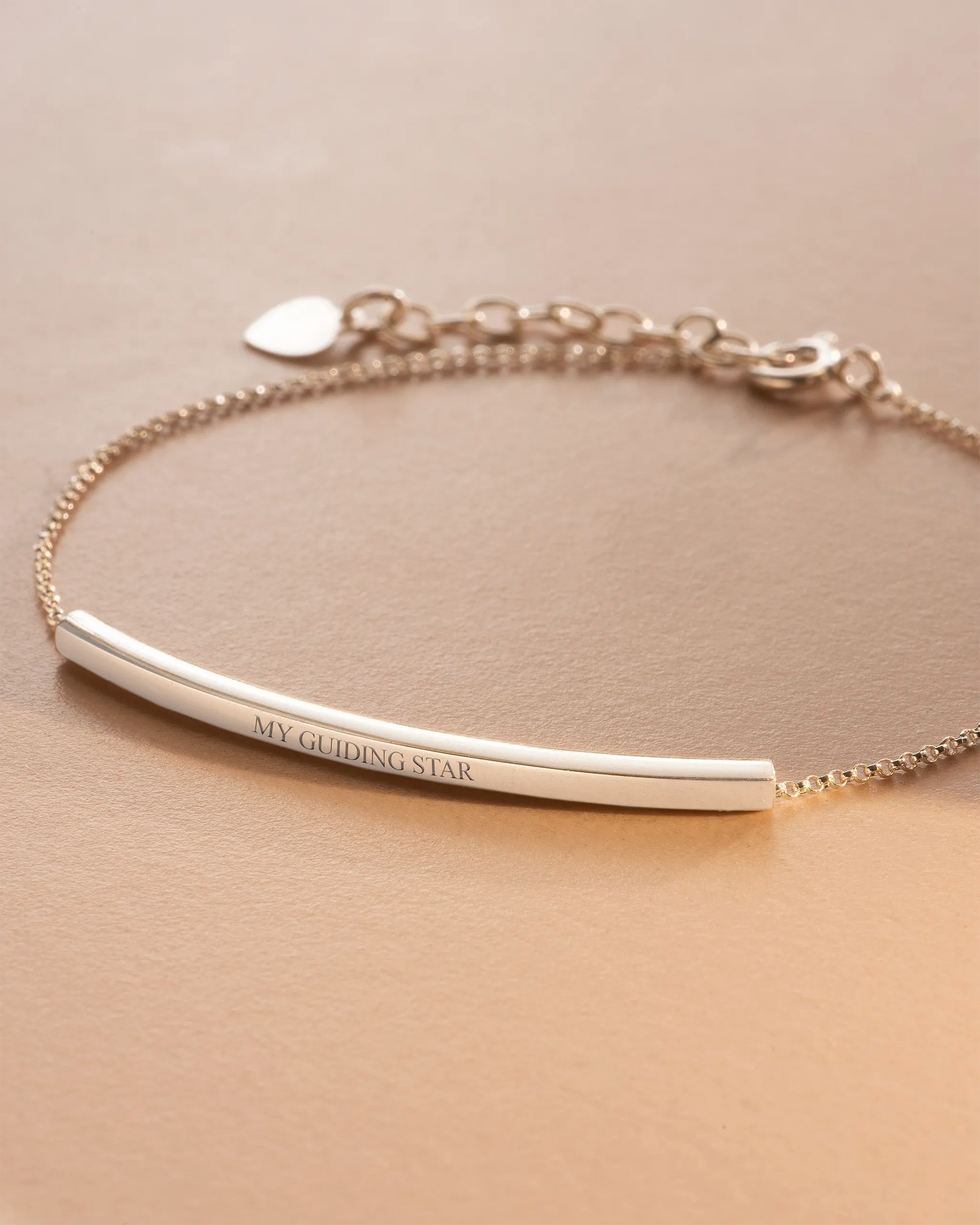 Gold Curved Skinny Bar Personalised Message Bracelet