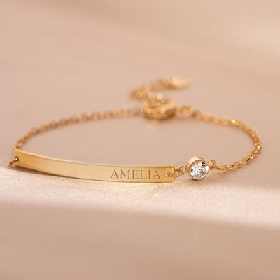 Birthstone and Bar Personalised Bracelet