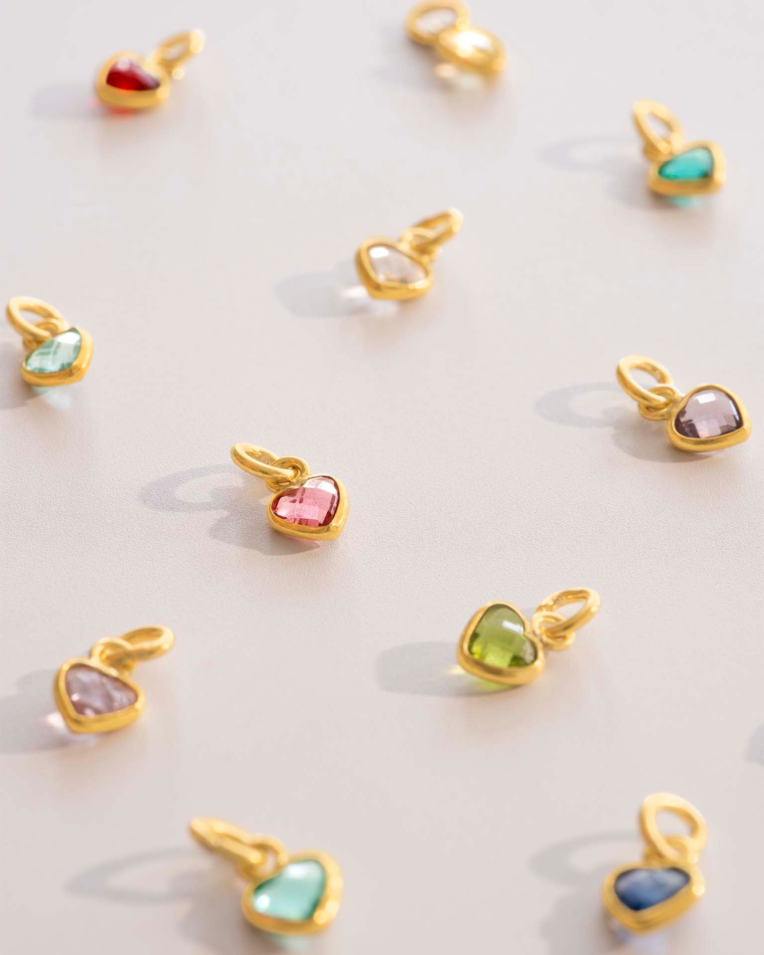 Add a Gold 4mm Heart Swarovski Crystal Birthstone Charm